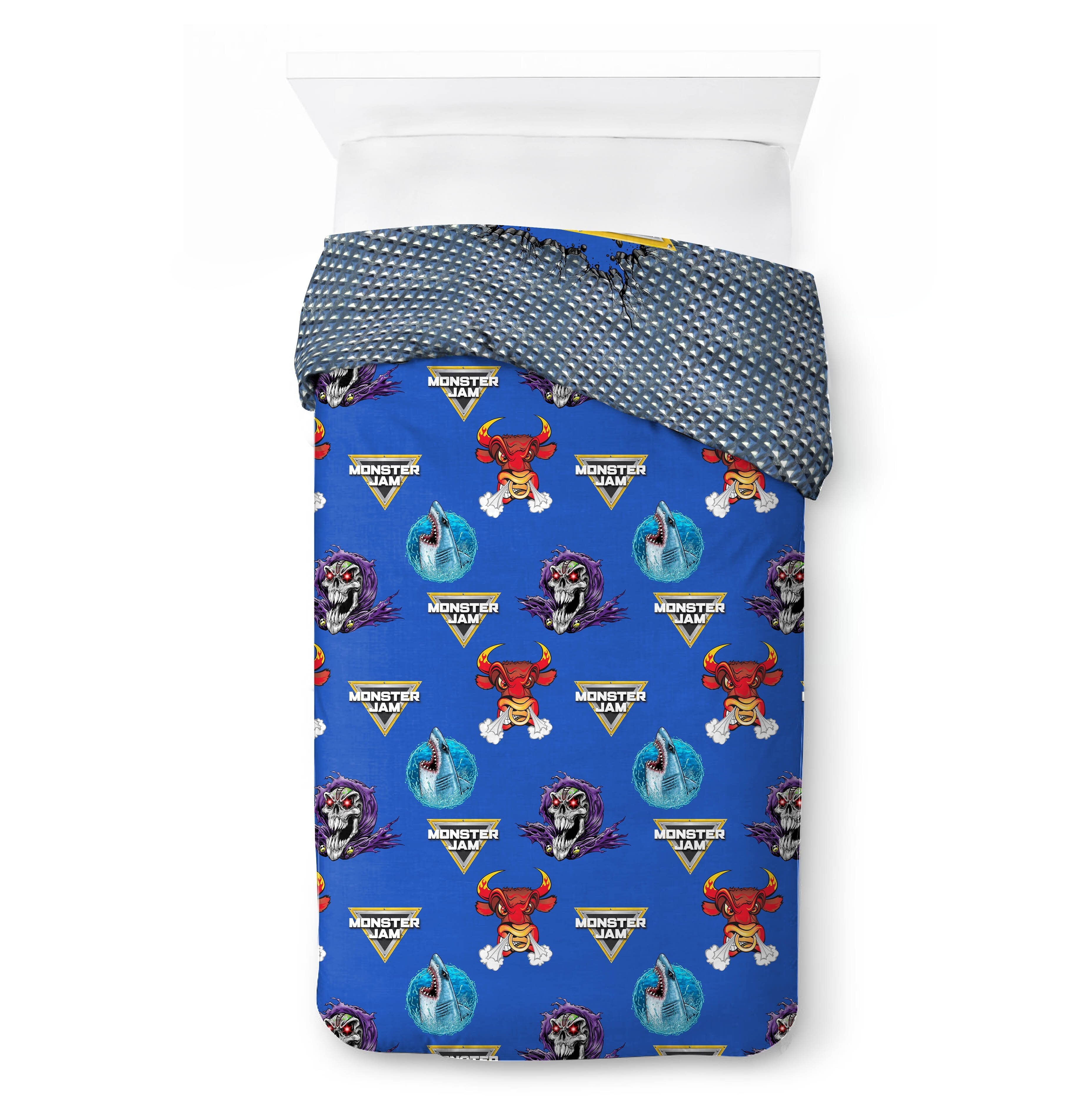 Heavyweight Warmth Monster Jam Smash & Mash Kids Multicolor 2 Piece Reversible Comforter and Pillowcase Bedding Set, Twin/Full - Hypoallergenic Ultra-Fluffy Quilt for Winter Detail