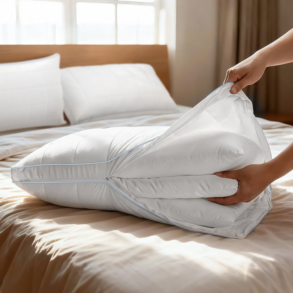 Decorative Plump Cooling Adjustable Pillow, Luxury Queen Size Bed Pillows Hotel Collection - Soft Firm Pillows for bed - Hotel Quality Plush Sleeping Pillows Detail