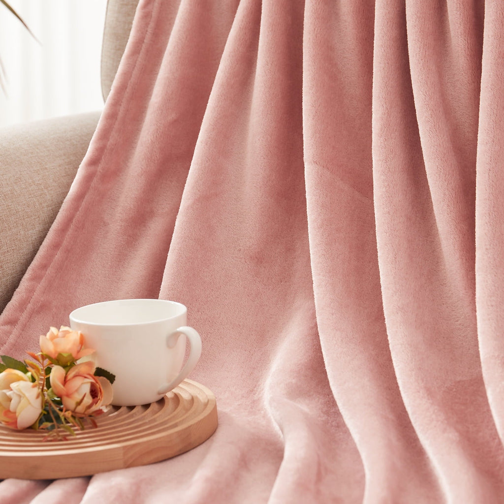 Decorative Knitted Large Flannel Fleece Velvet Plush Throw Blanket - 50" x 70" (Pink) - Super Soft Reversible Sherpa Flannel Blanket Detail