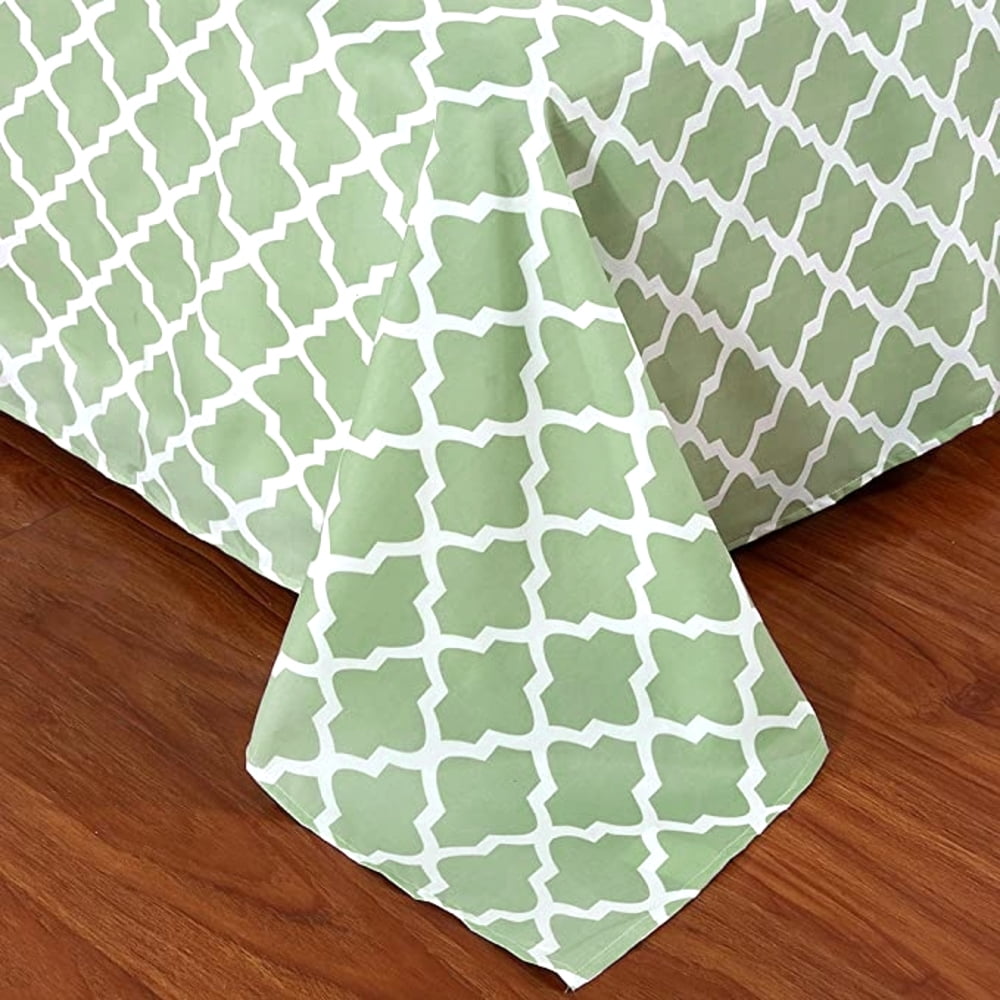 Wrinkle-Resistant Quatrefoil Bed Sheet Set (King, Sage/White) 4 Piece Deep Pocket 1800 Series Microfiber Bed Sheet Set Contains 1 Fitte... - Premium Ultra-Soft Pillowcase Pair for Sleeping Detail