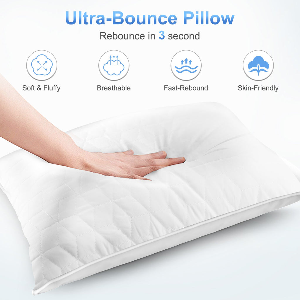 Fluffy Shredded Bed Pillows for Sleeping 2 pack, King Size Cooling Pillows Hotel Quality with Premium Soft Down Alternative Fill for ... - Orthopedic Shredded Foam Bed Pillow Set Detail
