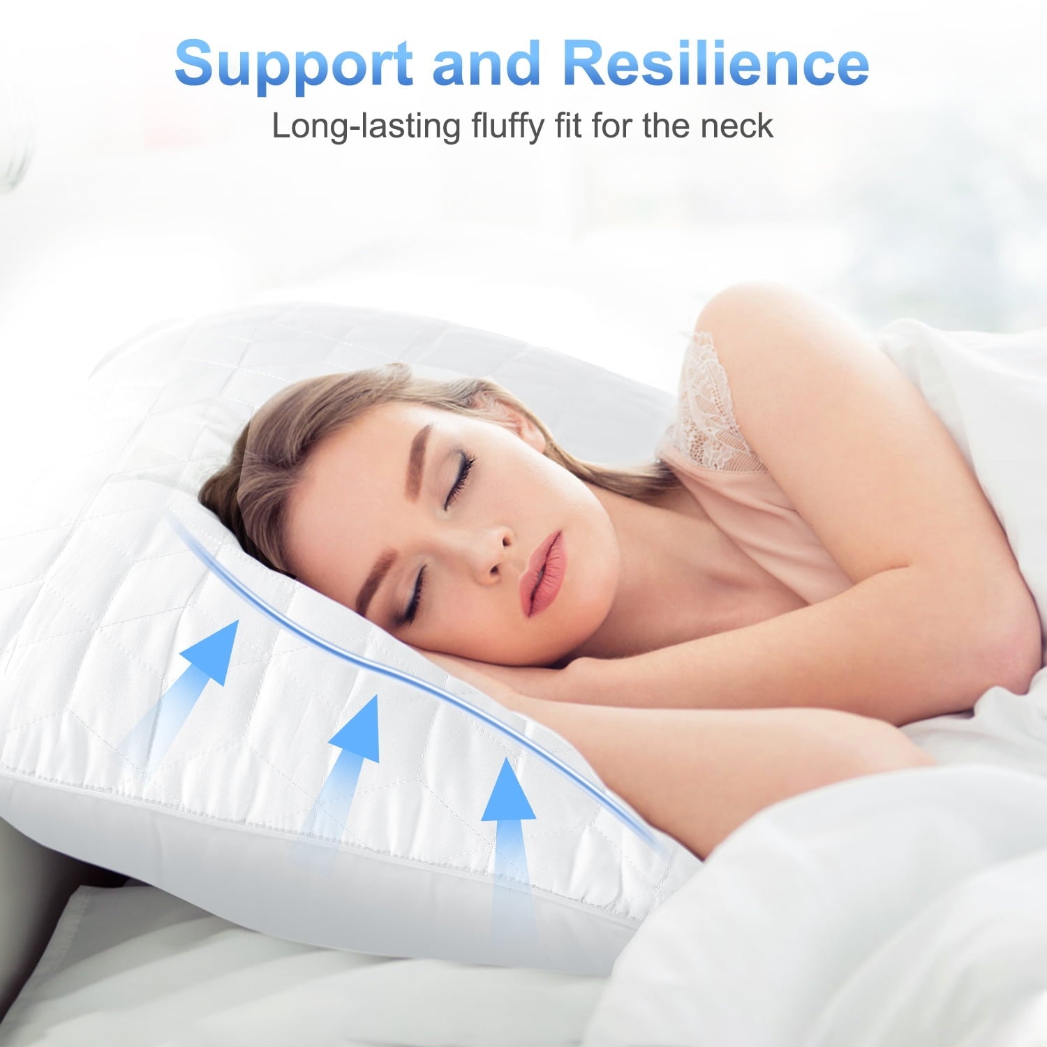 Fluffy Shredded Bed Pillows for Sleeping 2 pack, King Size Cooling Pillows Hotel Quality with Premium Soft Down Alternative Fill for ... - Orthopedic Shredded Foam Bed Pillow Set Detail