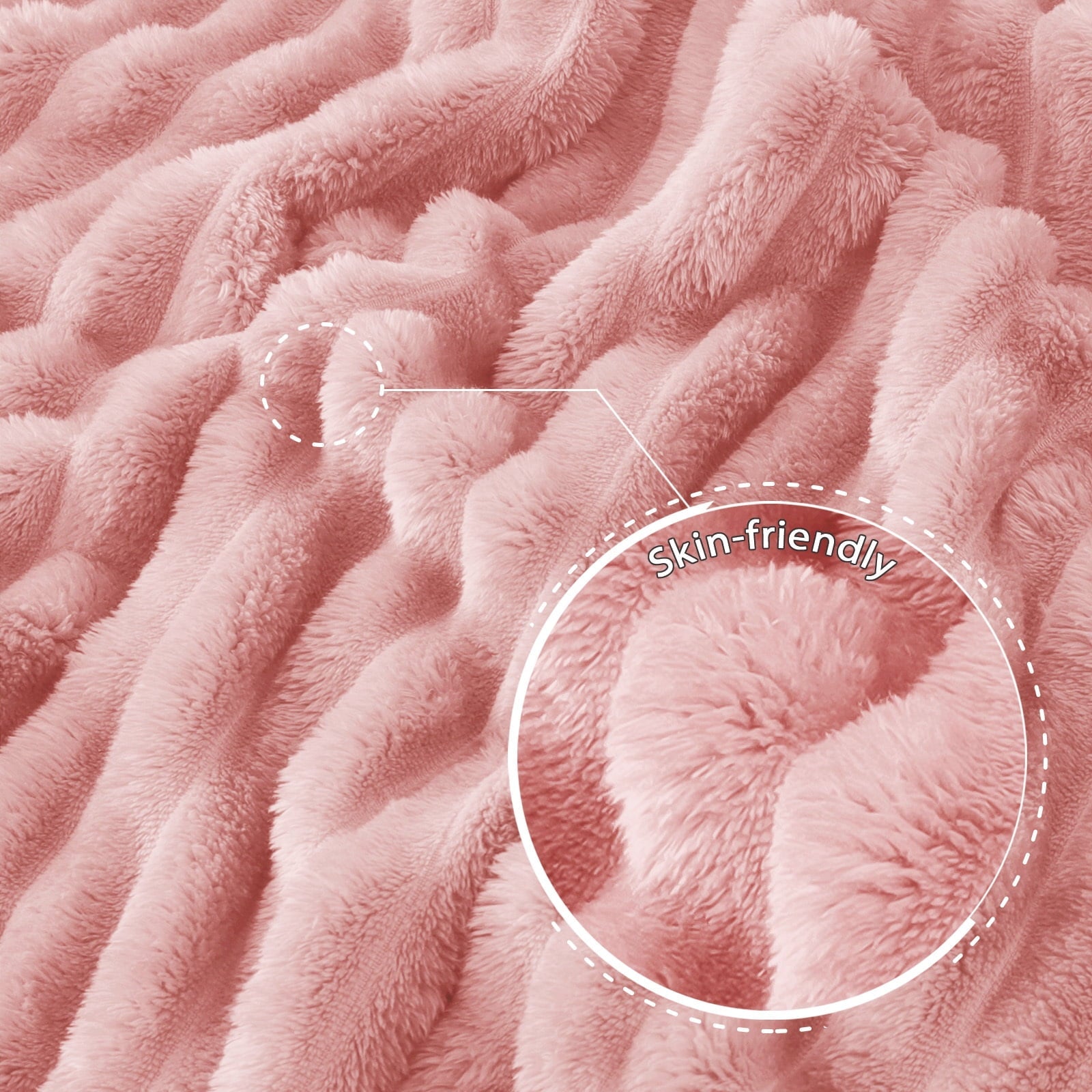 Reversible Sherpa Fleece Throw Blanket for Couch, Super Soft 3D Striped Jacquard Blanket, Lightweight Fuzzy Cozy Blankets, Pink, 50"x60" - Super Soft Reversible Sherpa Flannel Blanket Detail
