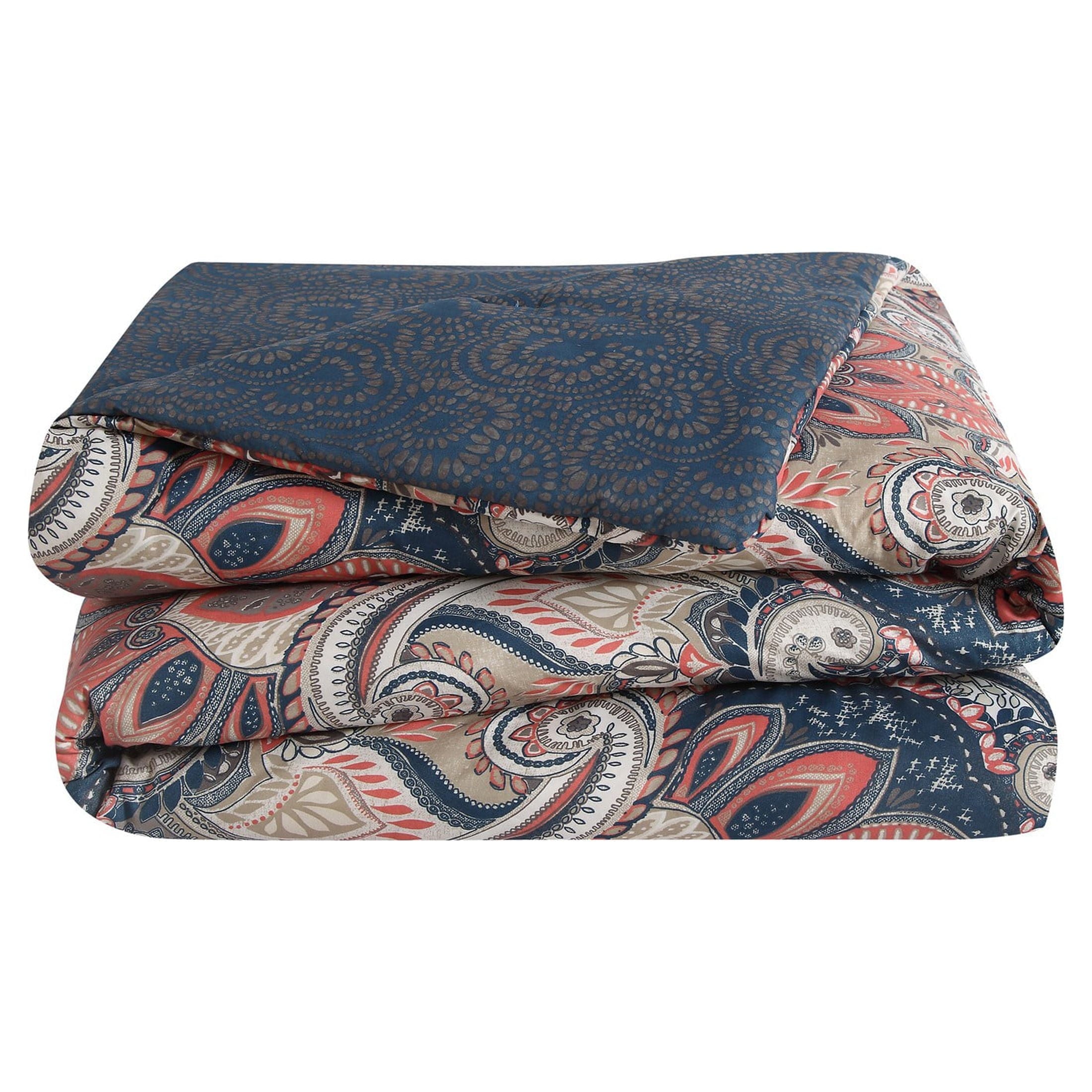 Heavyweight Warmth Casa Real 5-Piece Coral Damask Reversible Comforter Set, King, Adult, Unisex - Cloud-Like Soft Lightweight Bed Comforter Detail