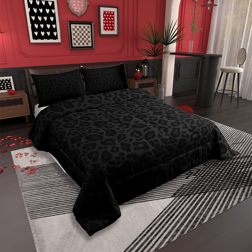 Heavyweight Warmth Leopard Print Comforter Set Full Size,Abstract Cheetah Texture Bedding Set,Women Room Decor,Rustic Farmhouse Retro Do... - Cloud-Like Soft Lightweight Bed Comforter Detail