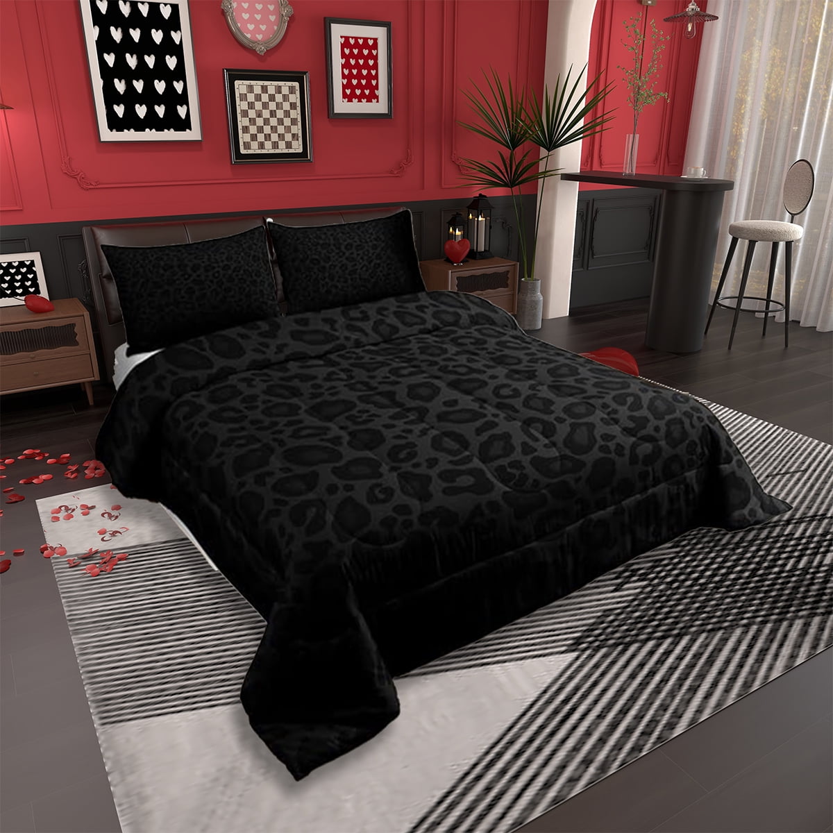 Heavyweight Warmth Leopard Print Comforter Set Full Size,Abstract Cheetah Texture Bedding Set,Women Room Decor,Rustic Farmhouse Retro Do... - Cloud-Like Soft Lightweight Bed Comforter Detail