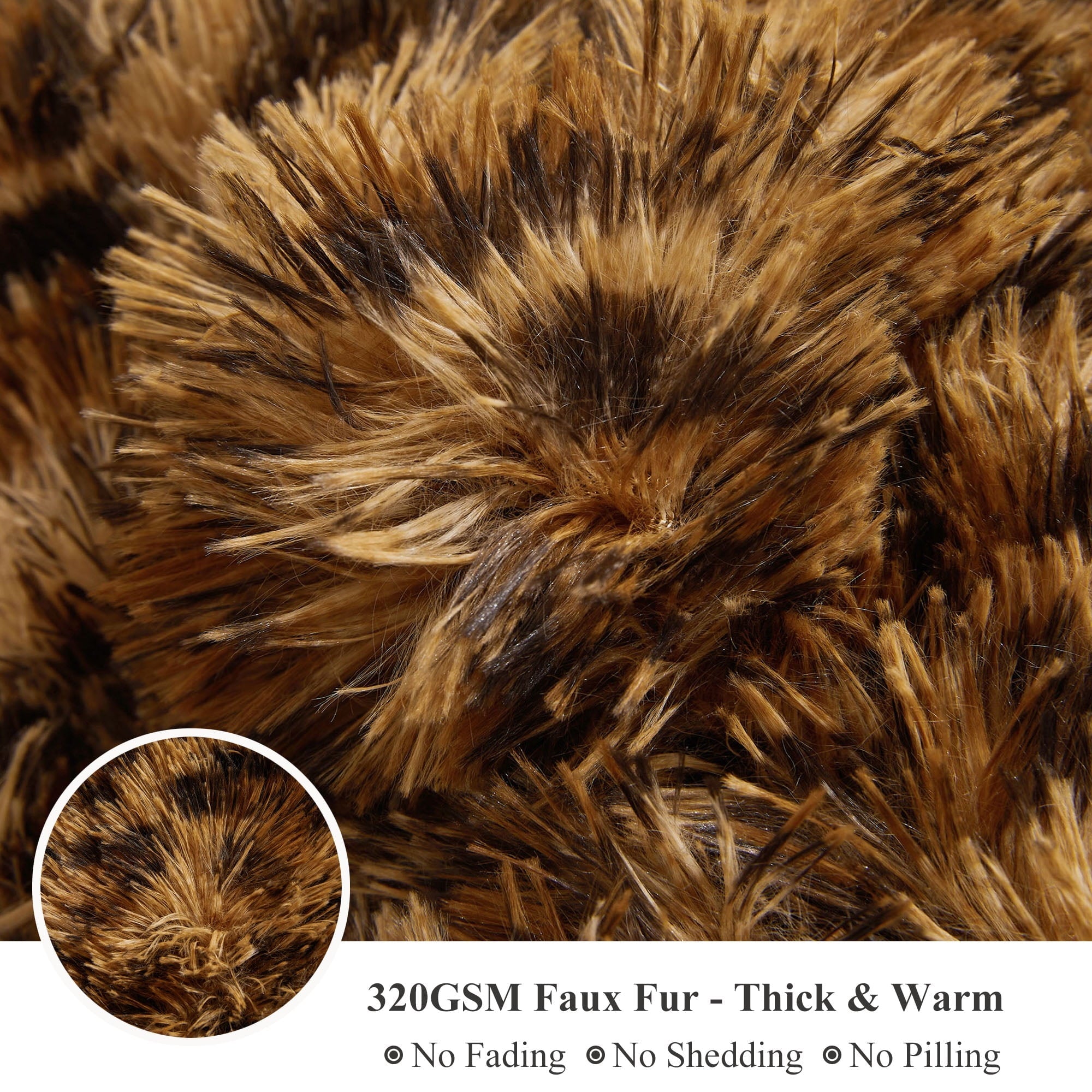 Super Soft Flannel Luxury Faux Fur Leopard Print Throw, Soft 50x60 Cheetah Print Fluffy Blanket, Shaggy Plush Decorative Couch Throw, Cu... - Lightweight Plush Warm Blanket for All Seasons Detail