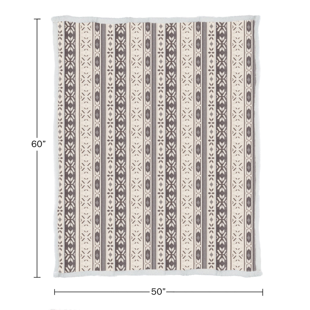 Decorative Knitted 50x60-Inch Machine Washable Fleece Blanket with Snowflakes - Lightweight Plush Warm Blanket for All Seasons Detail