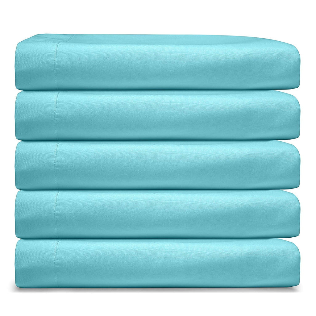 Premium Egyptian Cotton RV/Short Queen 6-Piece Bed Set for Campers - Deep Pocket Fitted Sheet Luxury Soft Microfiber, Teal - Luxury Bed Sheet Set with Deep Pockets Detail