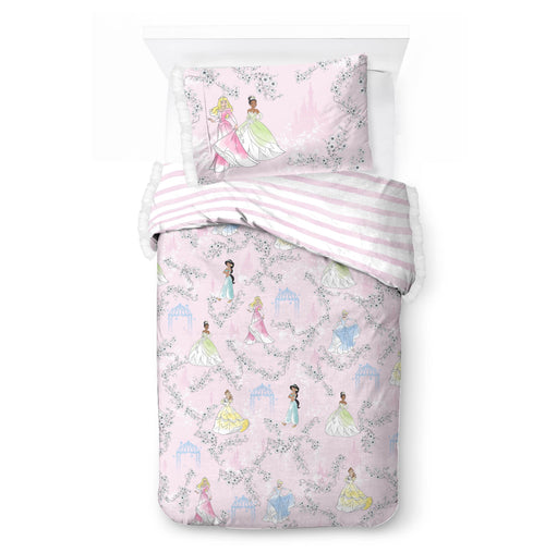 All-Season Princess Floral Gardens 2-Piece Twin/Full Reversible Comforter Set, Polyester Microfiber, Pink & White - All-Season Down Alternative Comforter Insert Detail