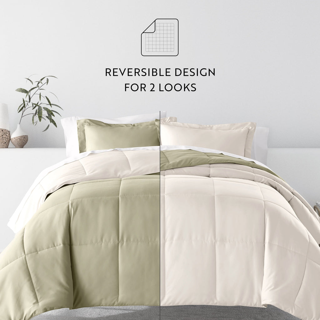 Fluffy Down Alternative 5 Piece Bedding Bundle, Reversible Comforter and Patterned Sheet Set, Twin - Cloud-Like Soft Lightweight Bed Comforter Detail