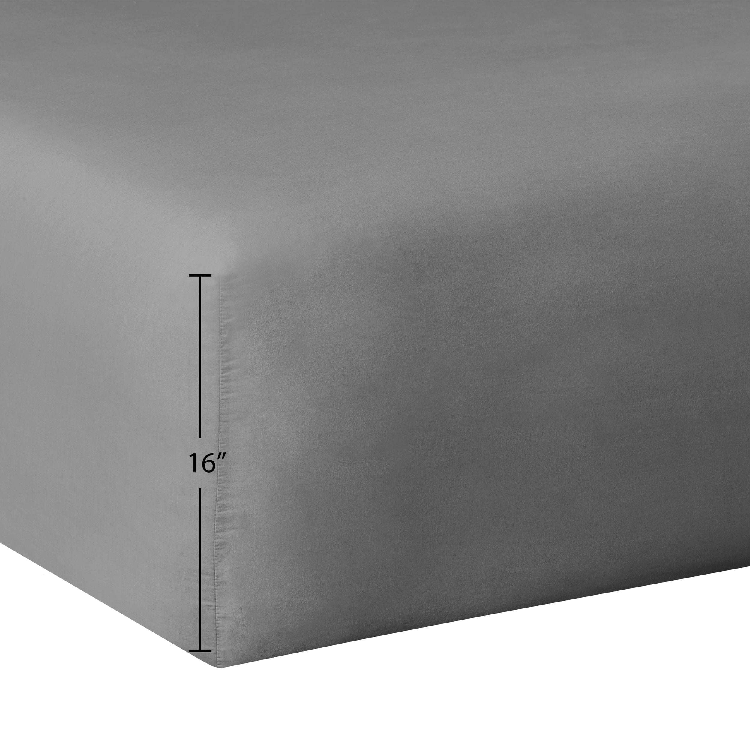 Premium Egyptian Cotton Easy Care 300 Thread Count Solid Soothing-Gray CVC Cotton Blend Fitted Sheet, King (Adult) - Breathable Egyptian Cotton Flat & Fitted Sheets Detail