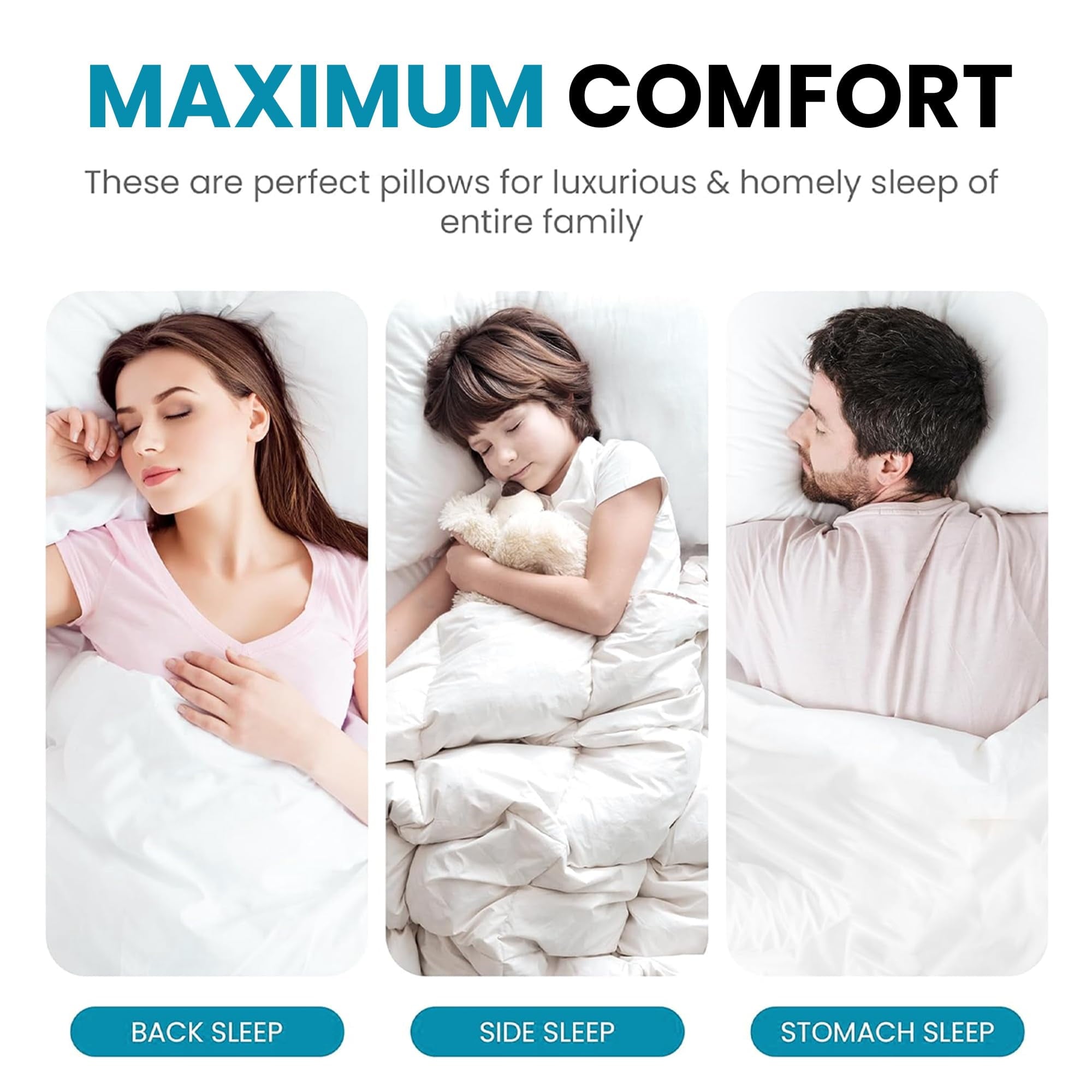 Ergonomic Memory Foam 2-Pack Standard Bed Pillows – Soft, Breathable & Hypoallergenic for Better Sleep - Hotel Quality Plush Sleeping Pillows Detail