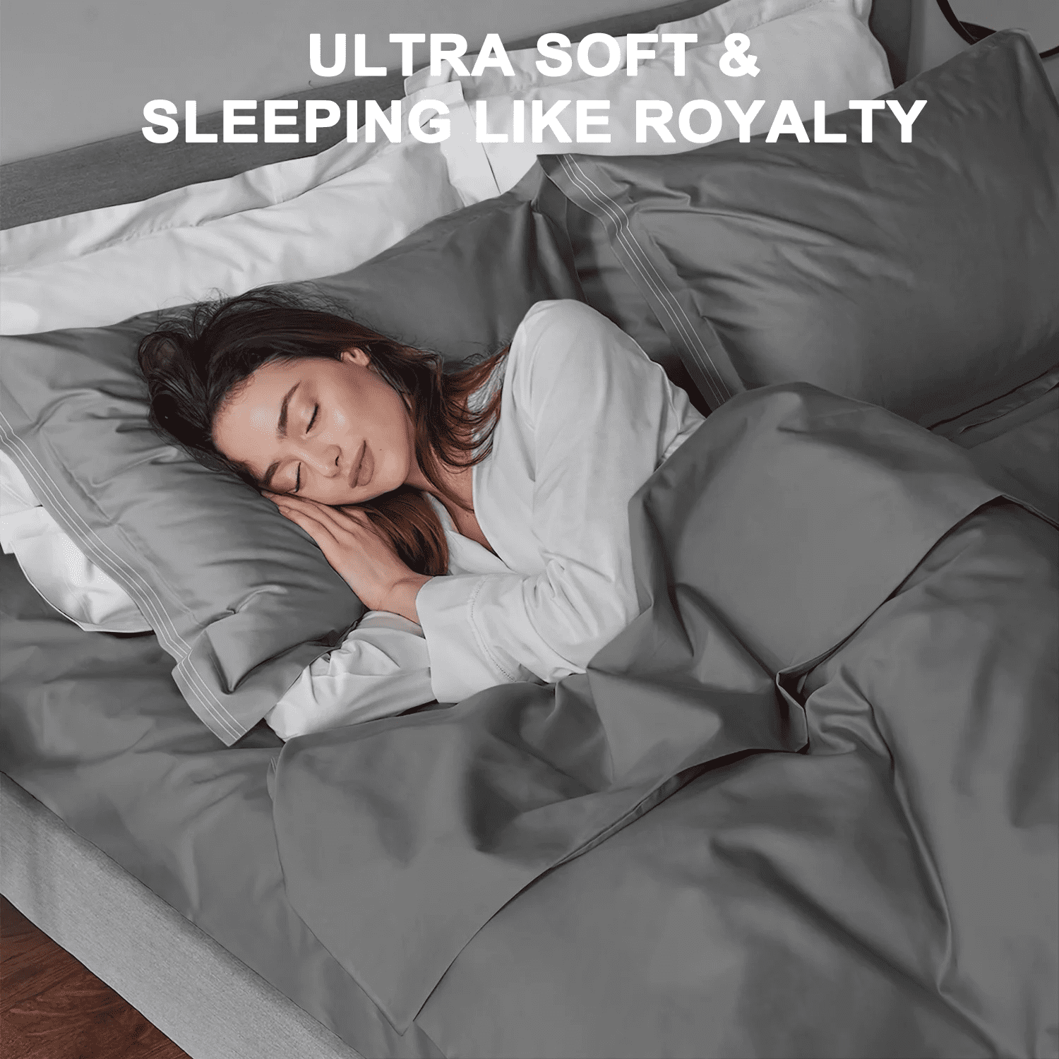 Wrinkle-Resistant 4 Piece Bed Sheet Set, Queen Size Upgraded Cooling Deep Pocket Comfy Breathable Hotel Luxury Bedding, Extra Soft Wrin... - Premium Ultra-Soft Pillowcase Pair for Sleeping Detail