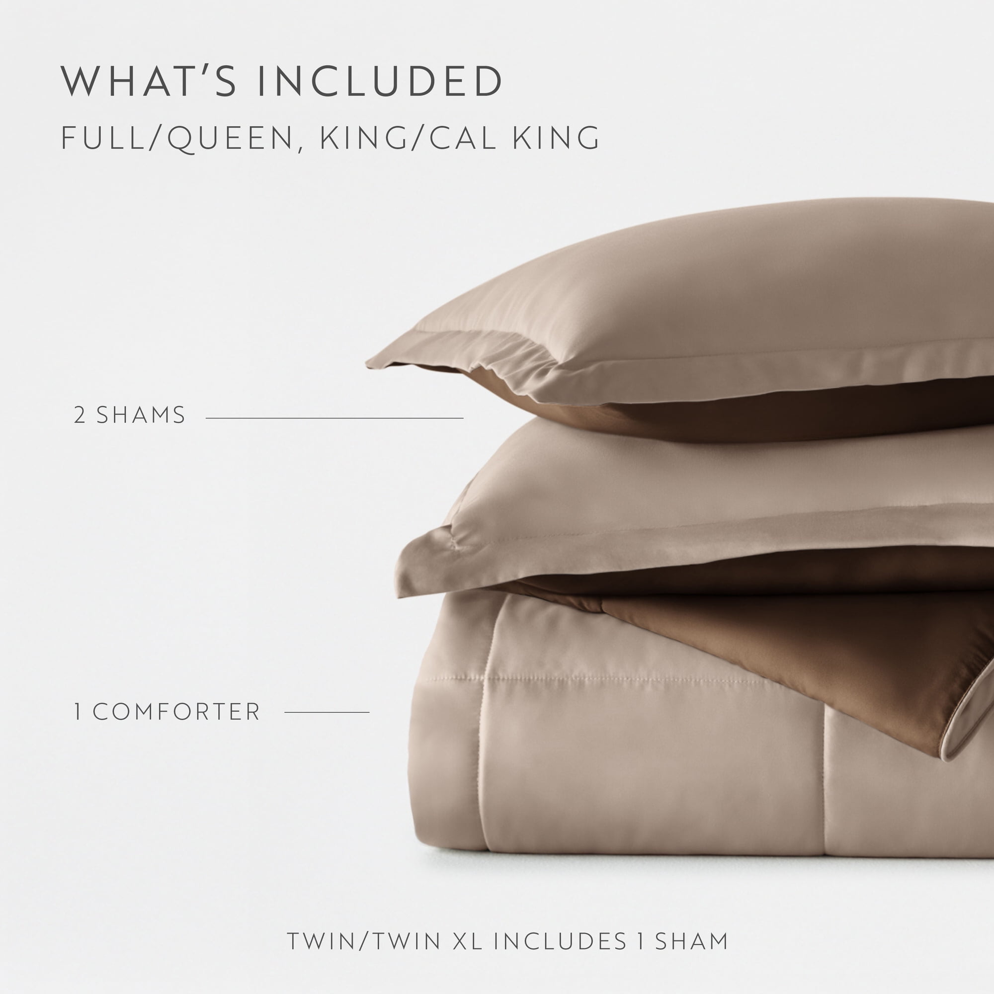 All-Season All Season Reversible Comforter Set Breathable Cool in Taupe & Chocolate Brown Full/Queen Size Bedding - Hypoallergenic Ultra-Fluffy Quilt for Winter Detail