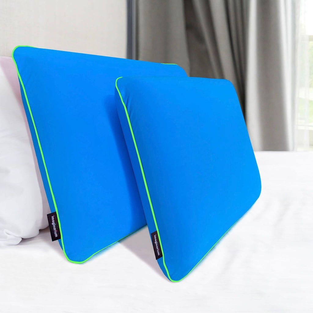 Decorative Plump Memory Foam Fun Pillow with Cool-to-the-Touch Cover, Standard/Queen, Cosmic Blue, 2 Pack - Hotel Quality Plush Sleeping Pillows Detail