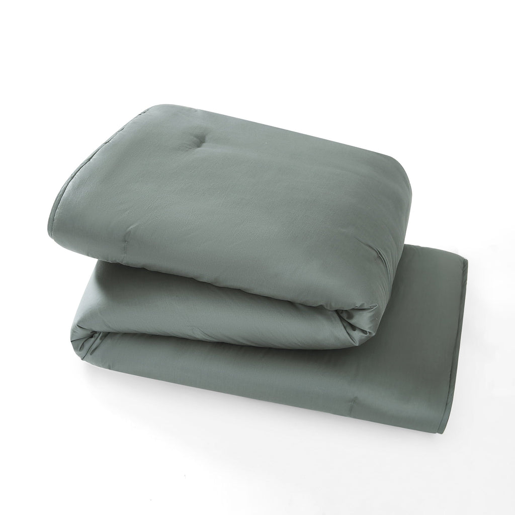 Heavyweight Warmth 3-Piece 400 Thread Count Flag Stone Green Cotton Lyocell Blend Comforter Set, Adult King - All-Season Down Alternative Comforter Insert Detail