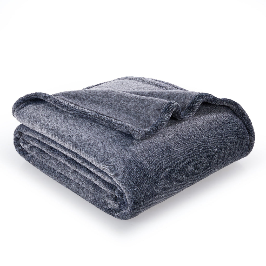 Cozy Fleece Plush Heathered Soft Oversized Throw Blanket, Gray - Cozy Fleece Throw Blanket for Couch & Bed Detail