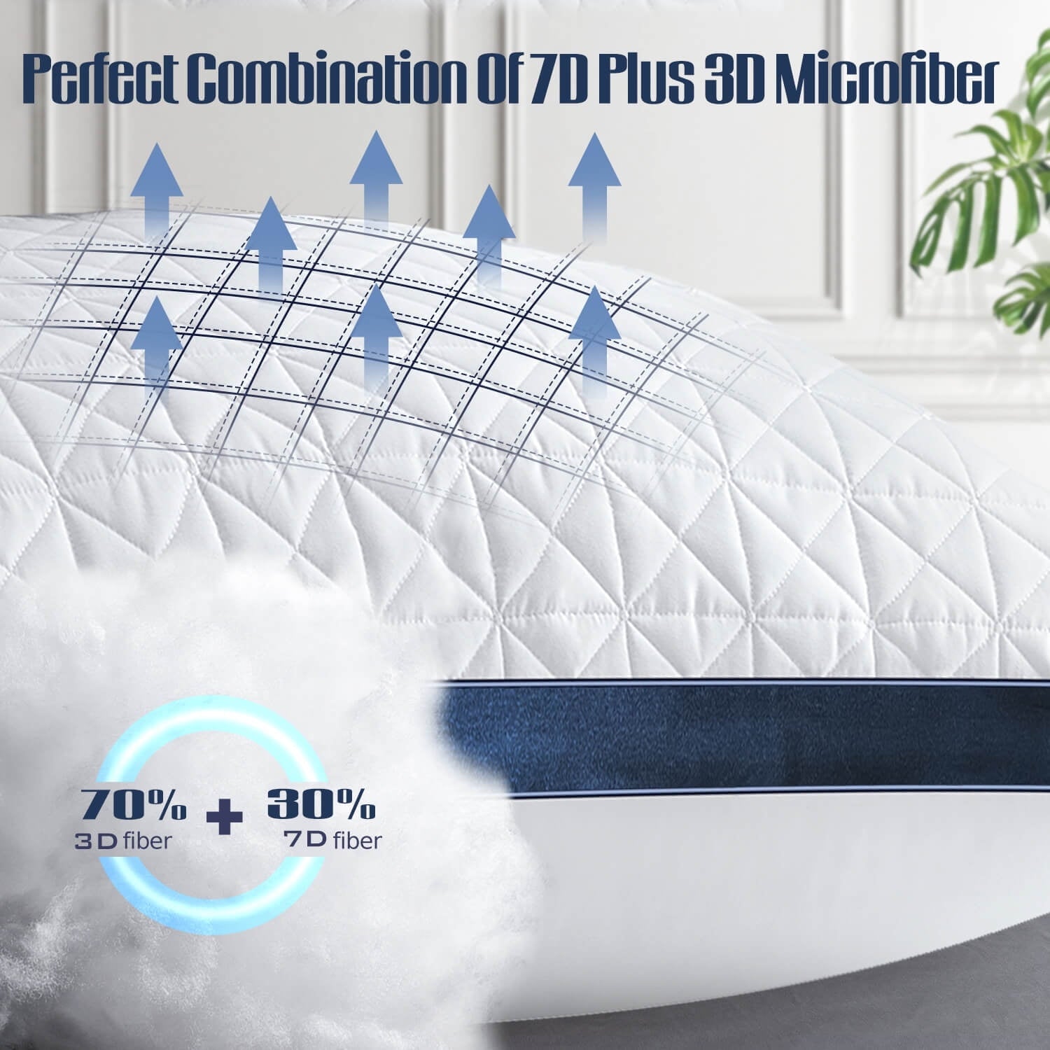 Ergonomic Memory Foam King Size Pillows Set of 2 - Cooling Hotel Luxury Bed Pillows for Sleeping 2 Pack, Supportive Breathable Down Alterna... - Orthopedic Shredded Foam Bed Pillow Set Detail