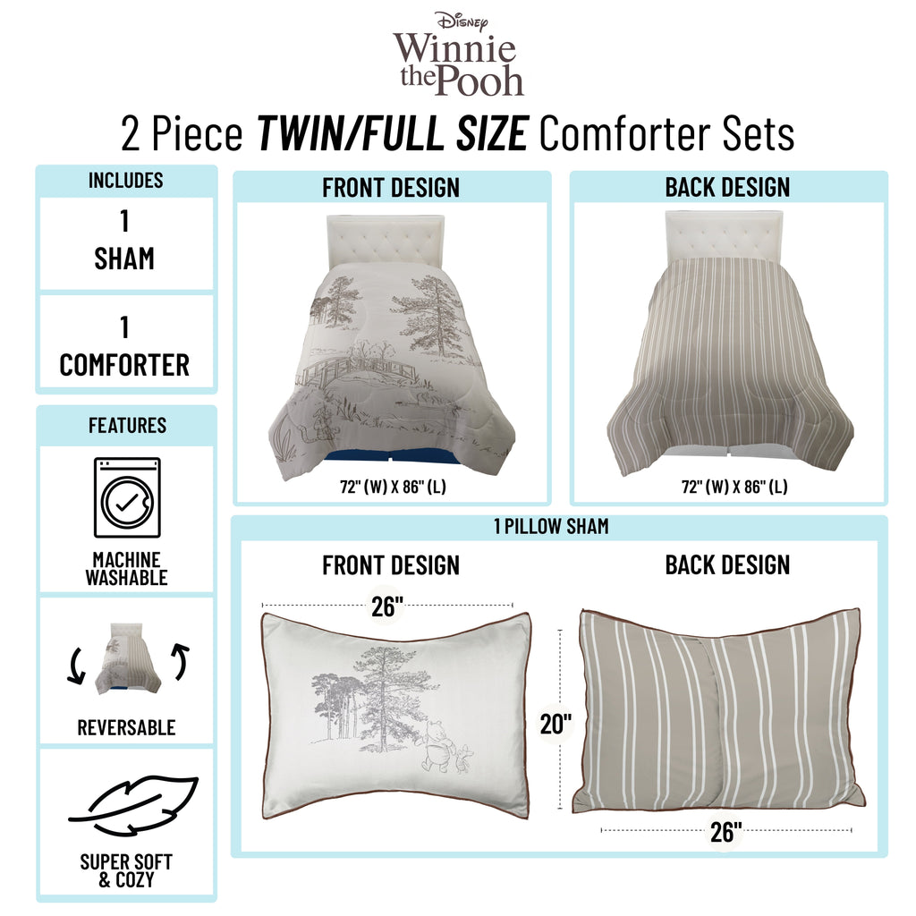 All-Season Kids 2 Piece Khaki Comforter and Sham Bedding Set, Twin/Full - Luxurious Quilted Duvet Cover Set Detail