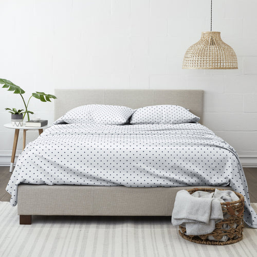 Breathable Luxury 4 Piece Pattern Microfiber Bed Sheets Set, Navy Dots, California King - Luxury Bed Sheet Set with Deep Pockets Detail