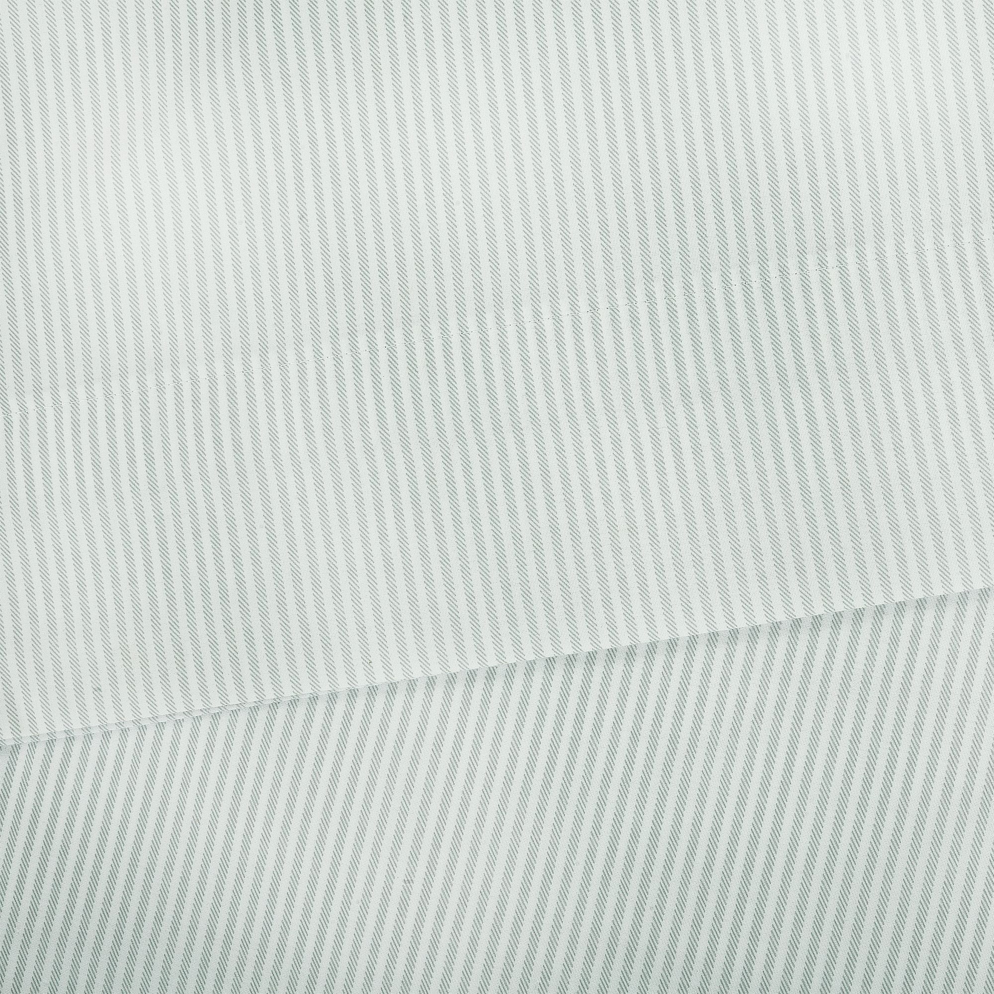 Ultra-Soft Easy Care 300 Thread Count Cotton Rich Percale Sheet Set, King, Grey Stripes - Cooling Hotel Quality Bedding Sheets and Pillowcases Detail