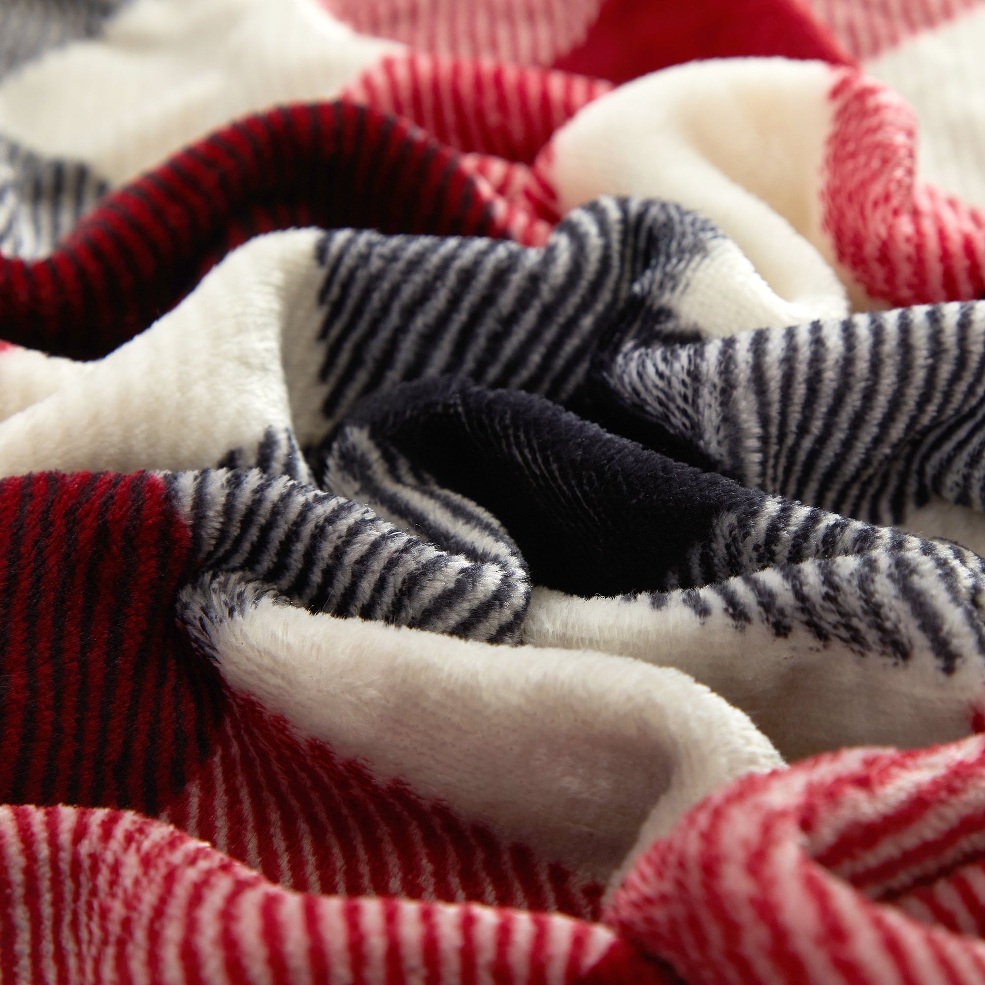 Reversible Sherpa Cozy Plush Throw Blanket, Red Plaid 50" x 60" All Ages - Luxury Knitted Decorative Throw Blanket with Fringes Detail