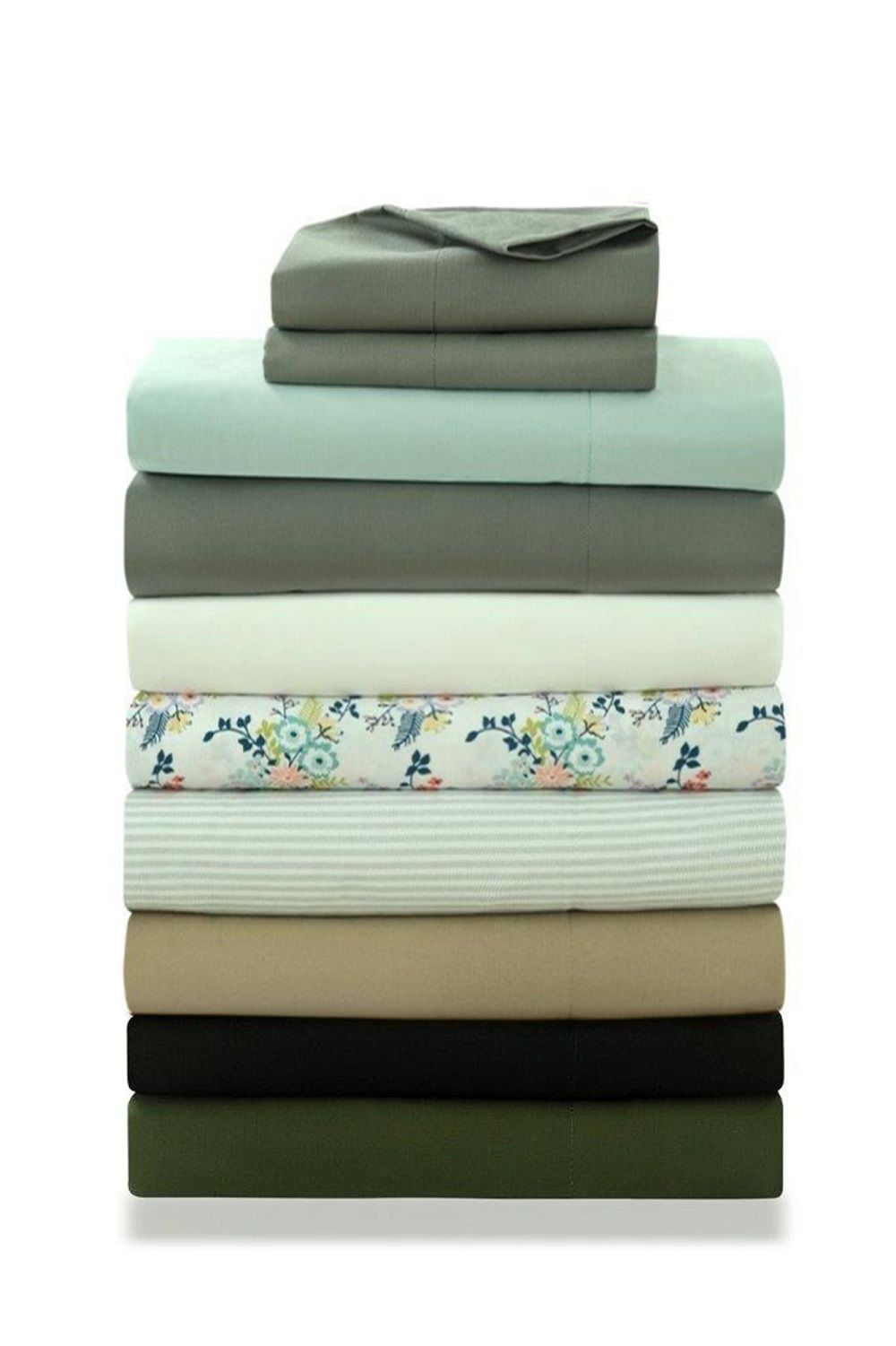 Ultra-Soft Easy Care 300 Thread Count Cotton Rich Percale Sheet Set, King, Grey Stripes - Cooling Hotel Quality Bedding Sheets and Pillowcases Detail