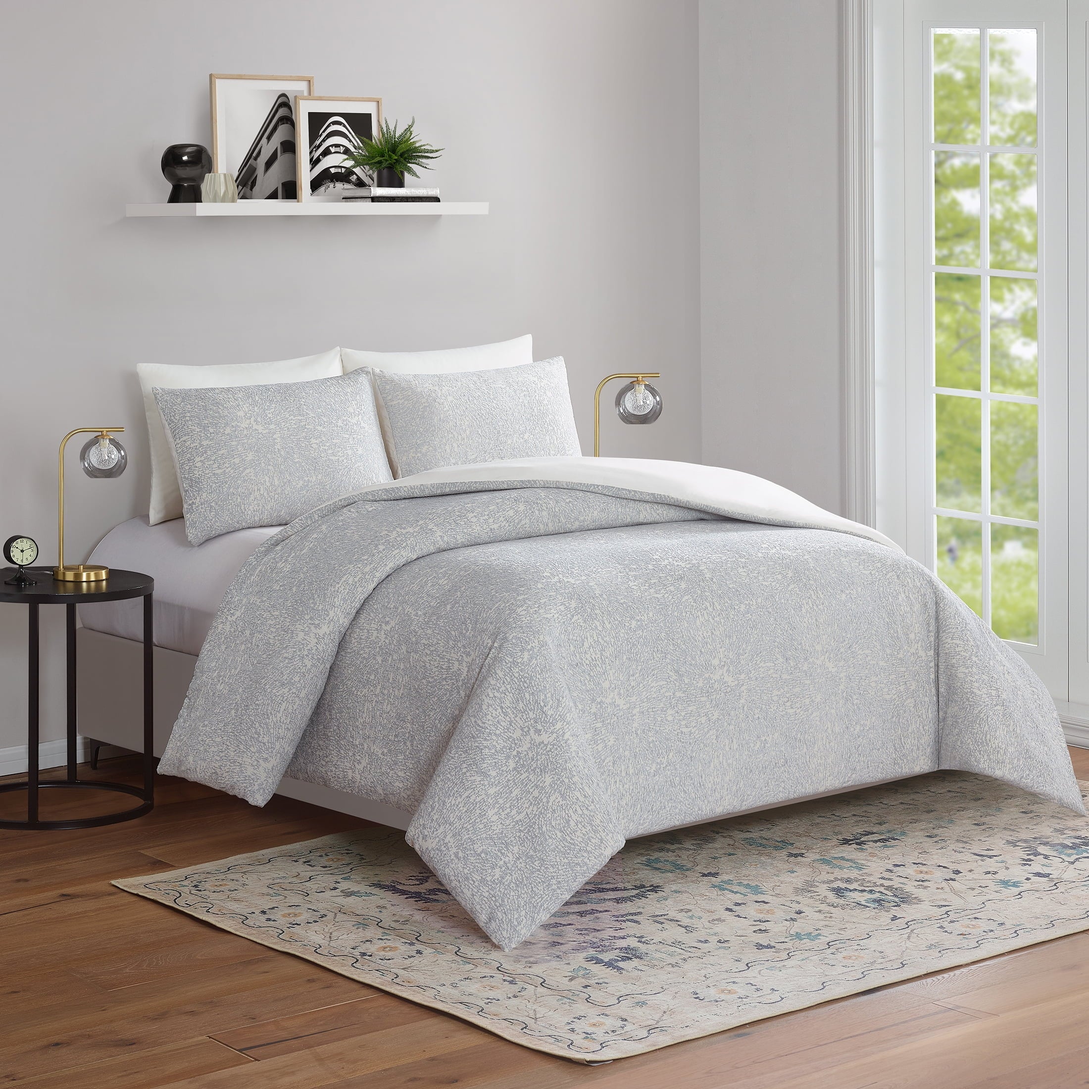 Heavyweight Warmth Better Homes & Garden Grey Chenille 3-Piece Comforter Set, Full/Queen, All Ages - Luxurious Quilted Duvet Cover Set Detail