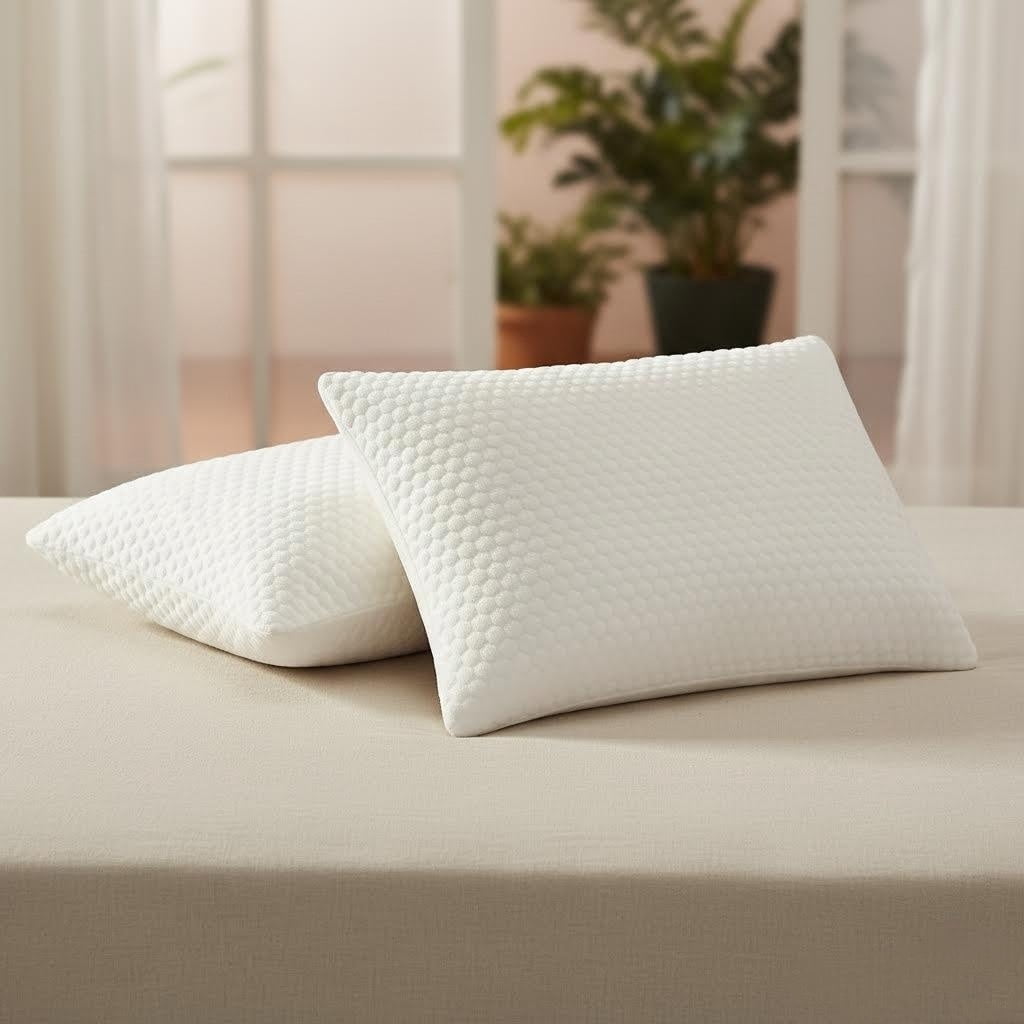 Ergonomic Memory Foam Queen Size Latex Pillow (2 Pack) Shredded Natural Latex Cooling Bed Pillows for Side & Back Sleepers, Medium Firm Sup... - Ergonomic Memory Foam Pillow for Neck Pain Support Detail
