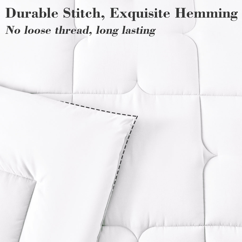 All-Season 3-Piece Queen Comforter Set - All-Season Down Alternative Bedding Bundle with 2 Pillow Shams, Premium Soft Bedding Se... - Luxurious Quilted Duvet Cover Set Detail