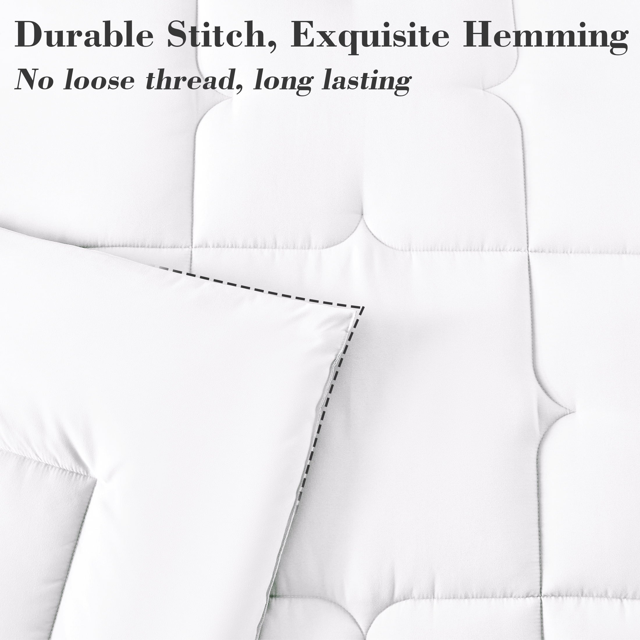 All-Season 3-Piece Queen Comforter Set - All-Season Down Alternative Bedding Bundle with 2 Pillow Shams, Premium Soft Bedding Se... - Luxurious Quilted Duvet Cover Set Detail