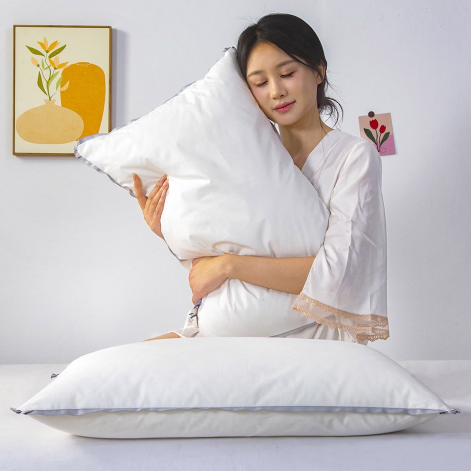 Hotel Collection Bed Pillows for Sleeping, Soft and Supportive Bed Pillow Hotel Collection Pillow, Comfortable Pillow for Side and Bac... - Ergonomic Memory Foam Pillow for Neck Pain Support Detail