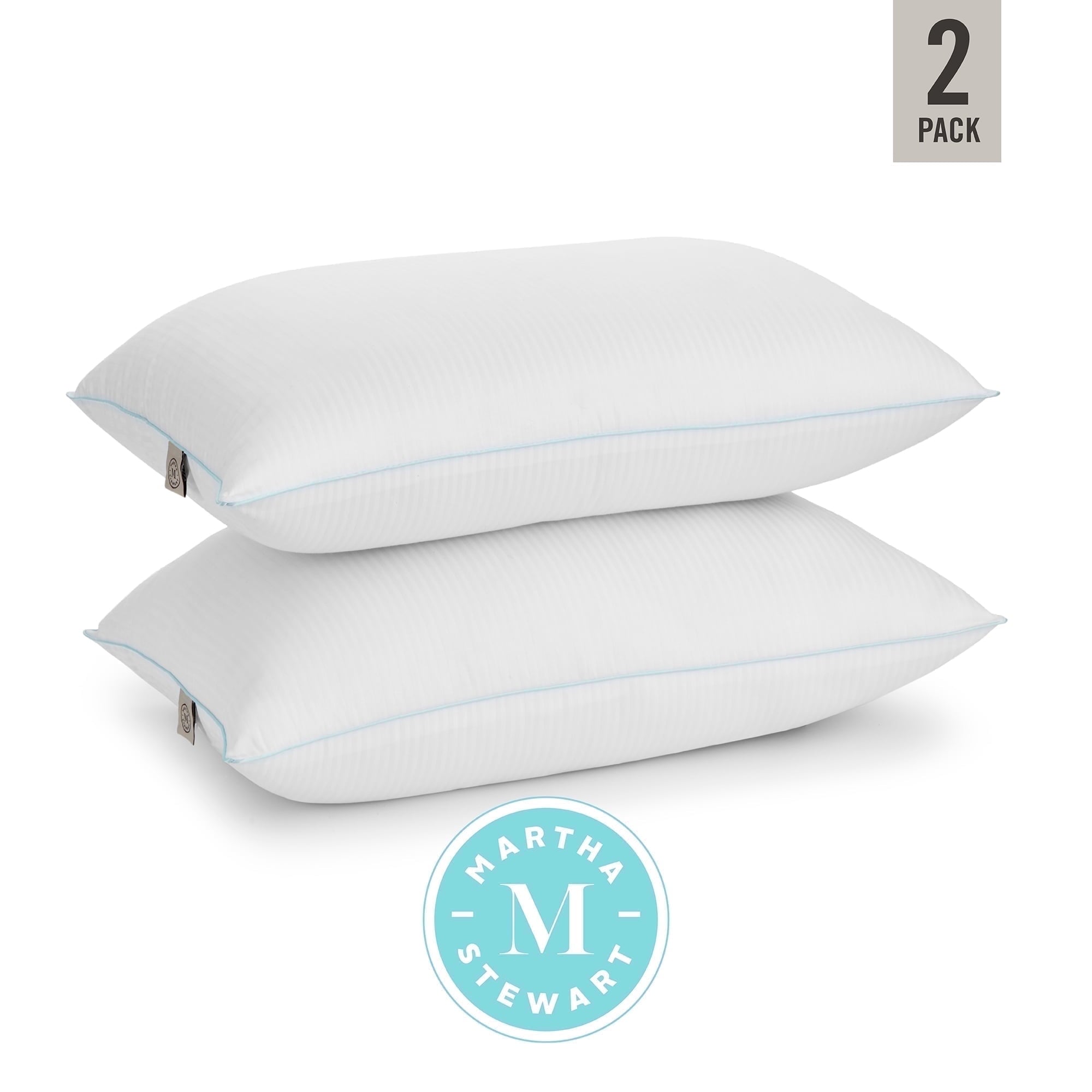 Decorative Plump Classic Stripe Bed Pillows Standard / Queen Size Set Of 2, Enhanced Loft Plush Pillow for All Sleep Positions, 20" x ... - Decorative Throw Pillow Cushion for Sofa & Bed Detail