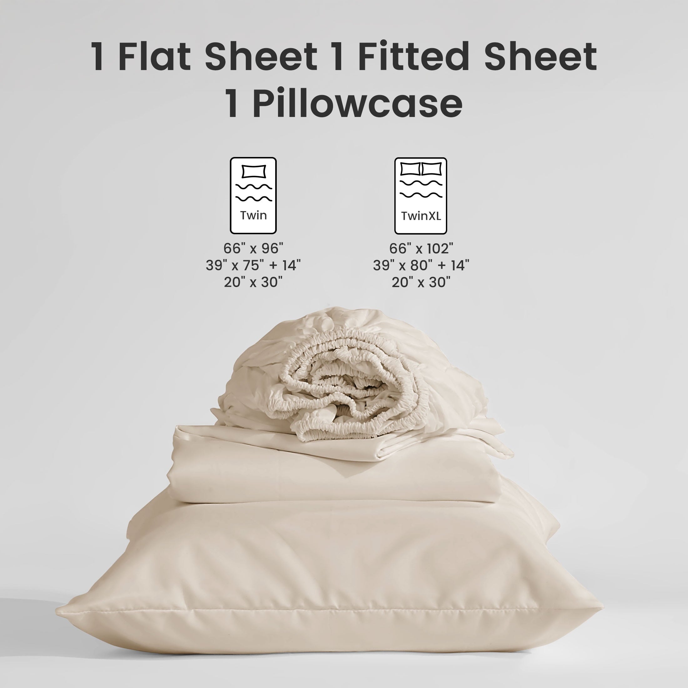 Wrinkle-Resistant Bed Sheet Sets,Ultra Soft Breathable Luxury 4 Piece, (Beige, Queen) - Breathable Egyptian Cotton Flat & Fitted Sheets Detail