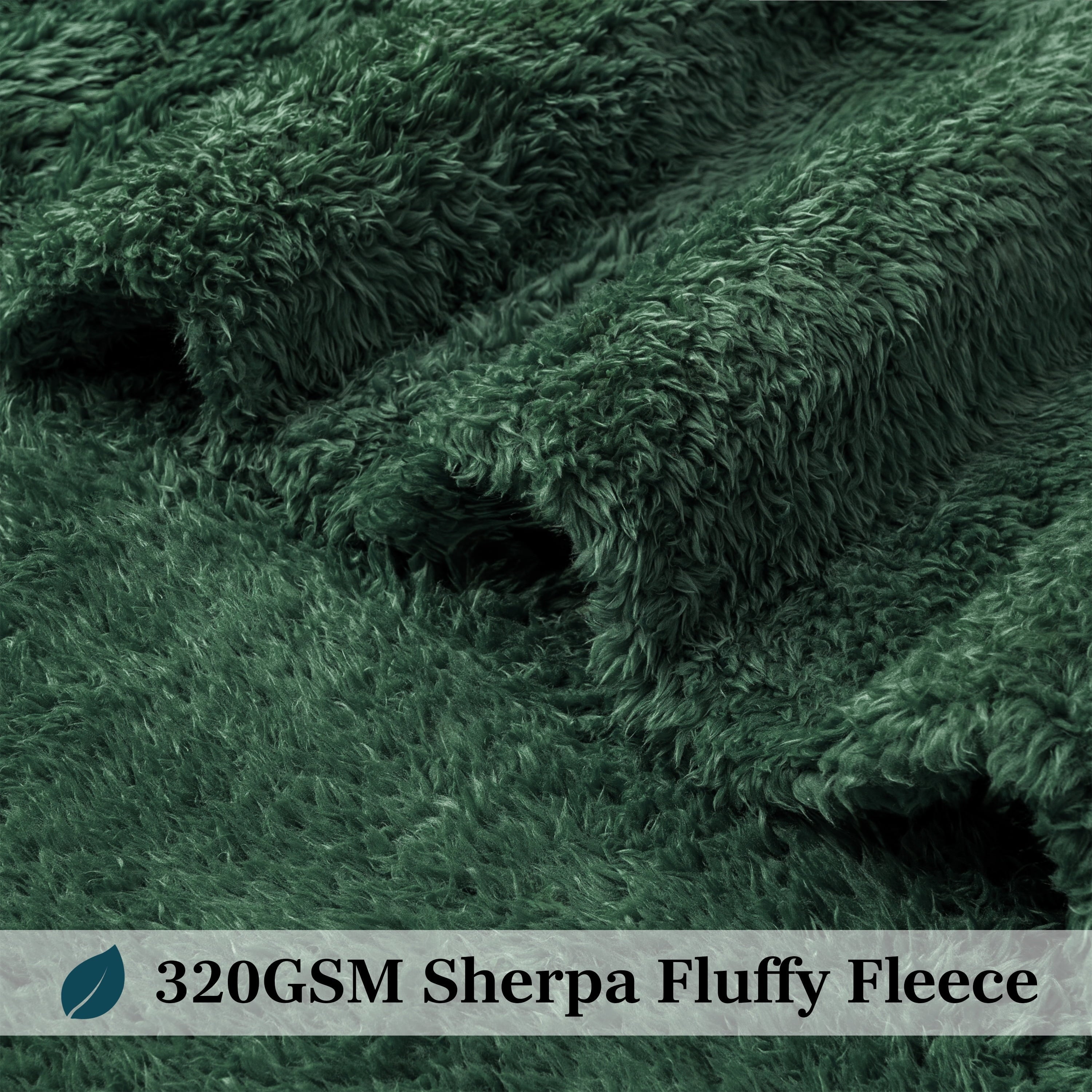 Cozy Fleece Sherpa Throw Blanket For Couch Sofa, Emerald Green Fluffy Warm Plush Blanket for Bed, Cozy Super Soft Lightweight Thr... - Lightweight Plush Warm Blanket for All Seasons Detail