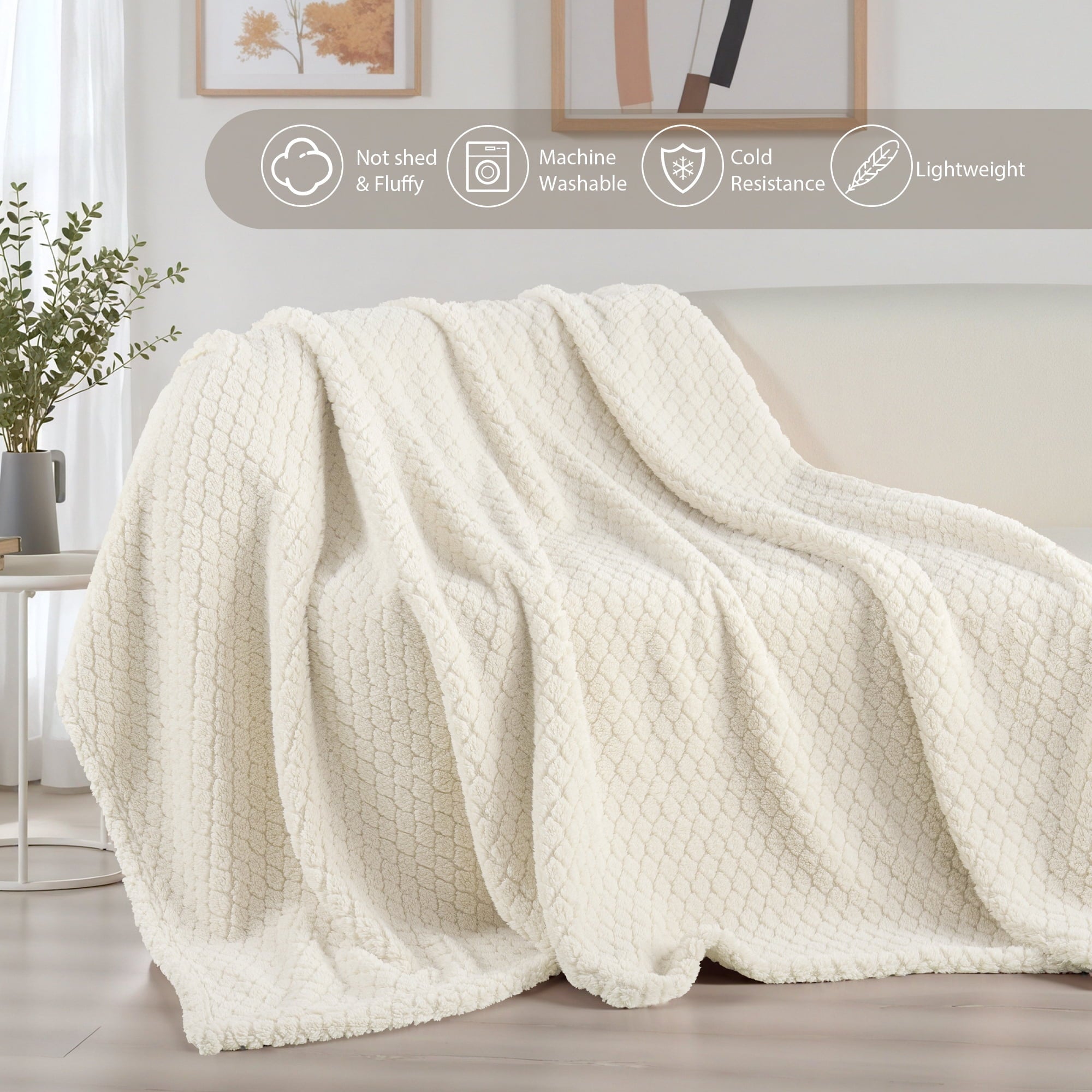 Decorative Knitted Fleece Throw Blanket for Couch, Super Soft Jacquard Bed Blanket, Lightweight Fuzzy Warm for All Seasons, 50x60 Inches... - Luxury Knitted Decorative Throw Blanket with Fringes Detail