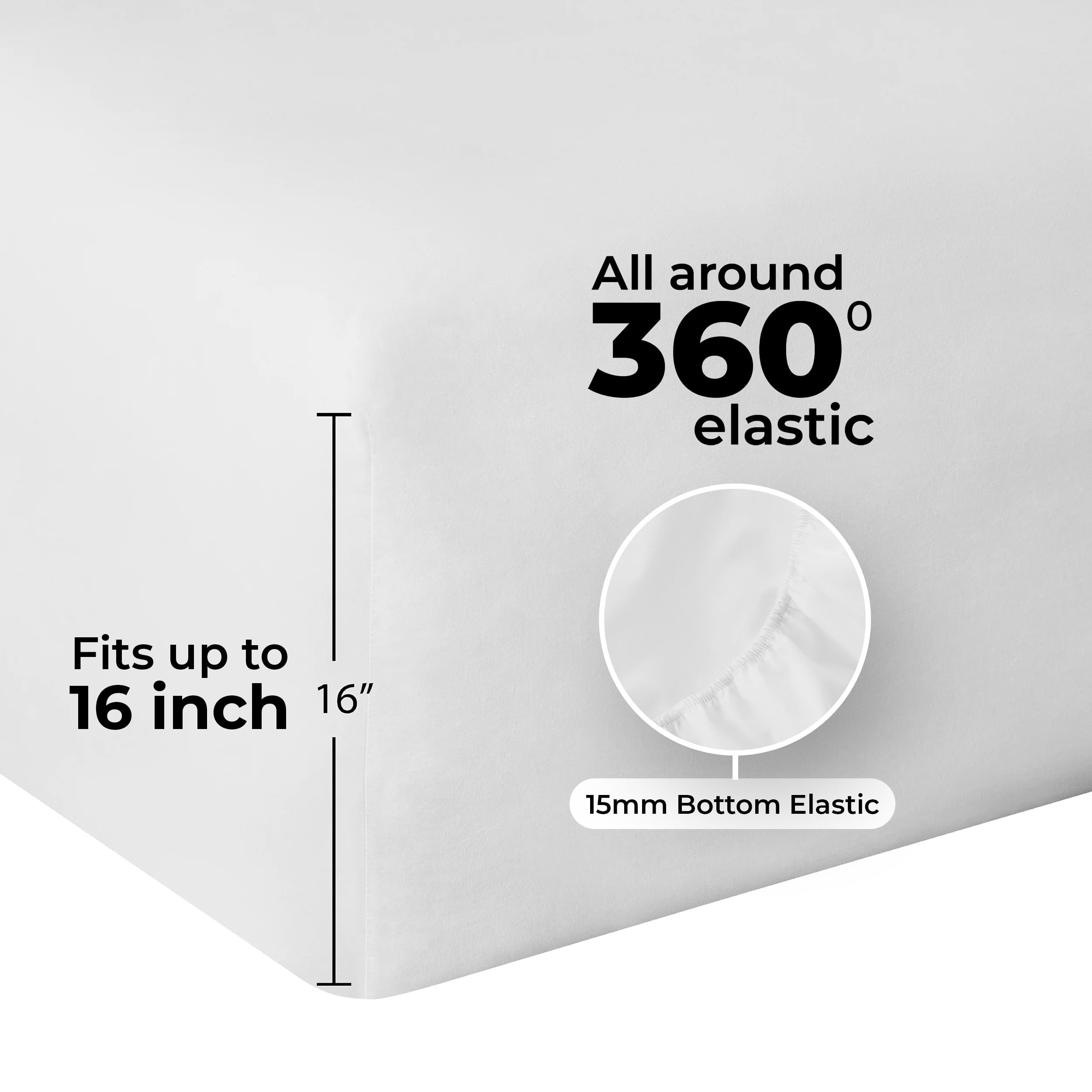 Breathable Luxury 4-Piece 300 Thread Count White Cotton Blend Percale Bed Sheet Set, Queen - Cooling Hotel Quality Bedding Sheets and Pillowcases Detail