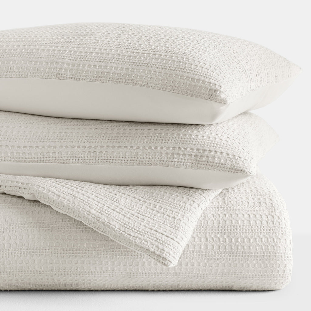 Fluffy Down Alternative Textured Waffle Comforter Set ins Natural Waffle Comforter Bedding Sets, King/Cal King Size Bedding - All-Season Down Alternative Comforter Insert Detail