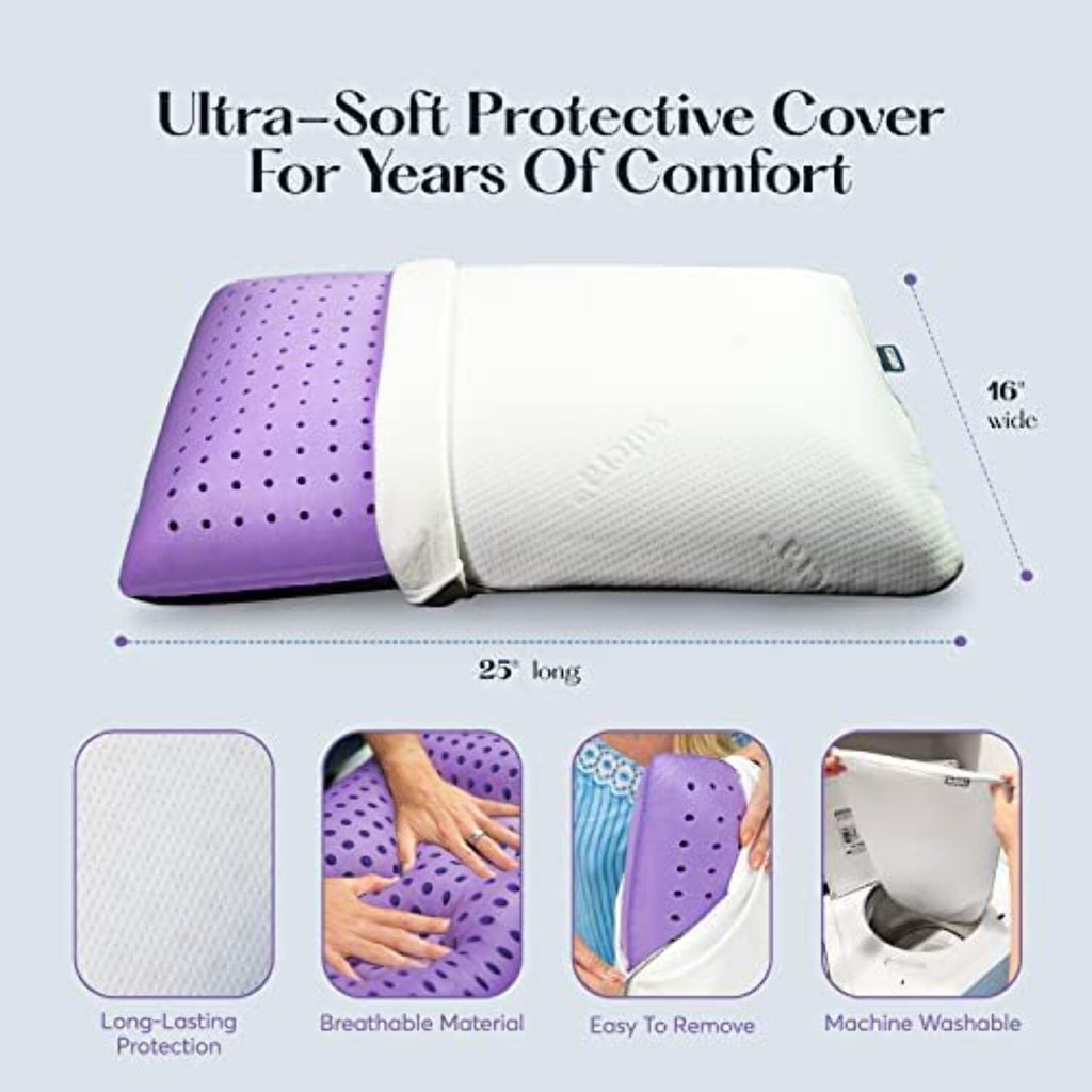 Ergonomic Memory Foam Plush Zen Bed Pillow, Lavender Scented Cooling Adaptive Memory Foam Queen - Hotel Quality Plush Sleeping Pillows Detail