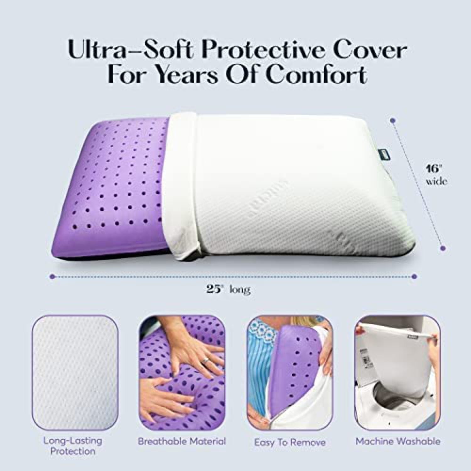 Ergonomic Memory Foam Plush Zen Bed Pillow, Lavender Scented Cooling Adaptive Memory Foam Queen - Hotel Quality Plush Sleeping Pillows Detail