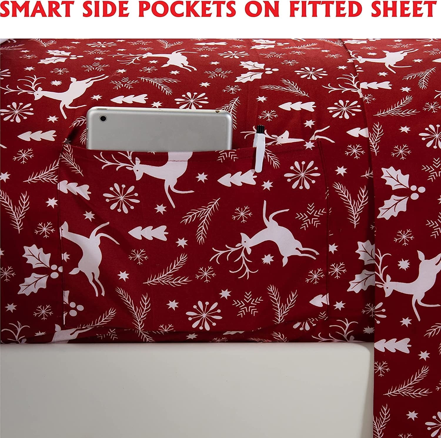 Ultra-Soft Luxury Soft Bed Sheets Holiday Pattern 1500 Thread Count Percale Egyptian Quality Softness Wrinkle and Fade Resistant... - Cooling Hotel Quality Bedding Sheets and Pillowcases Detail