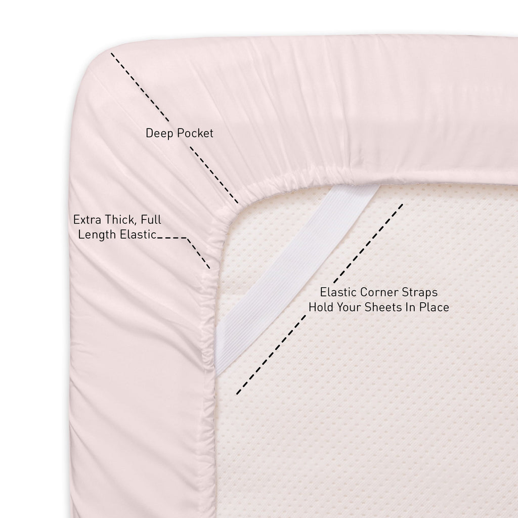 Heavyweight Warmth Supreme 7 Piece Bed-In-A-Bag All Season Solid Comforter & Sheet Set, Full, Pale Pink - Luxurious Quilted Duvet Cover Set Detail
