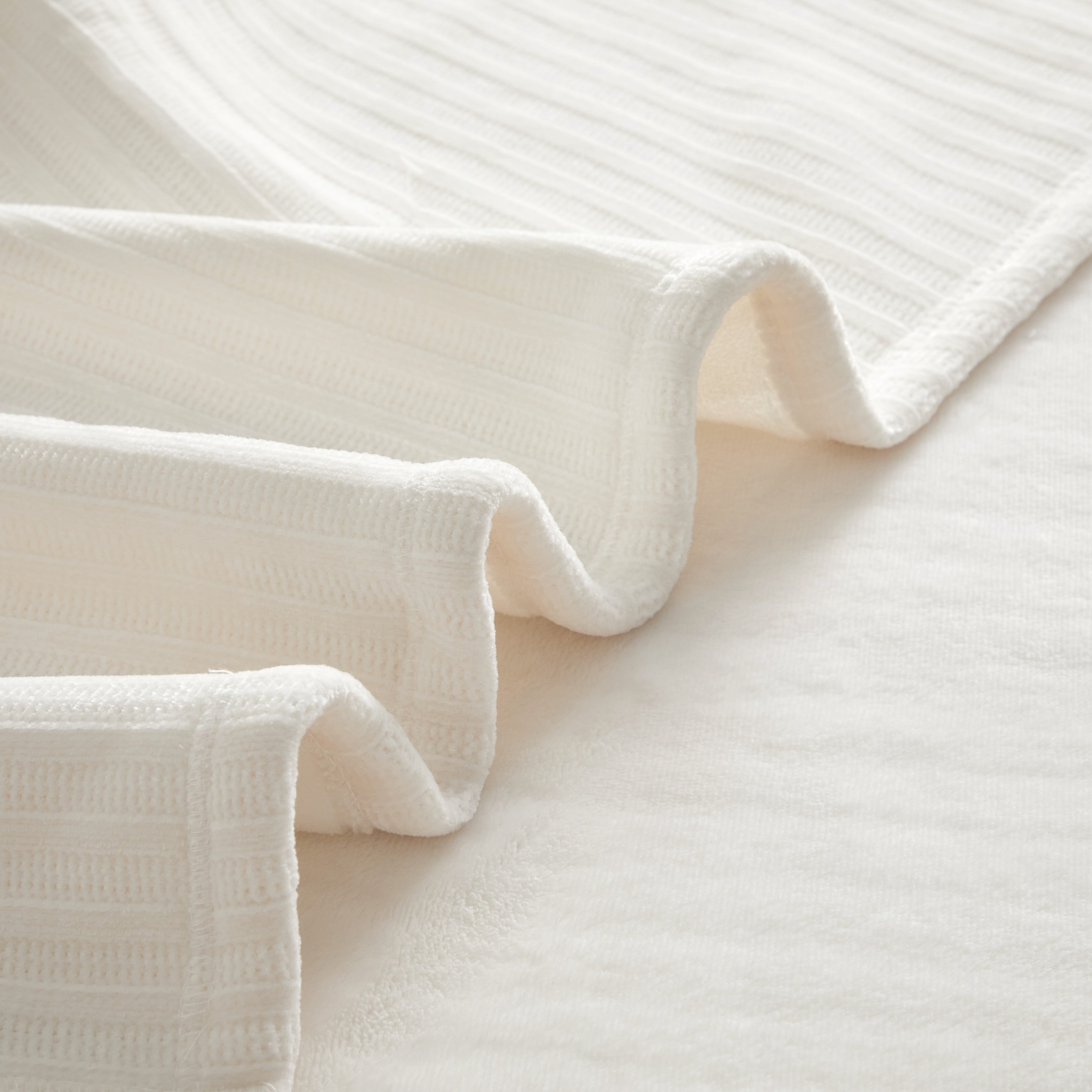 Lightweight Warm Cozy Chenille Reverse to Plush Soft Couch Throw, Vanilla Dream, Standard Size - Luxury Knitted Decorative Throw Blanket with Fringes Detail