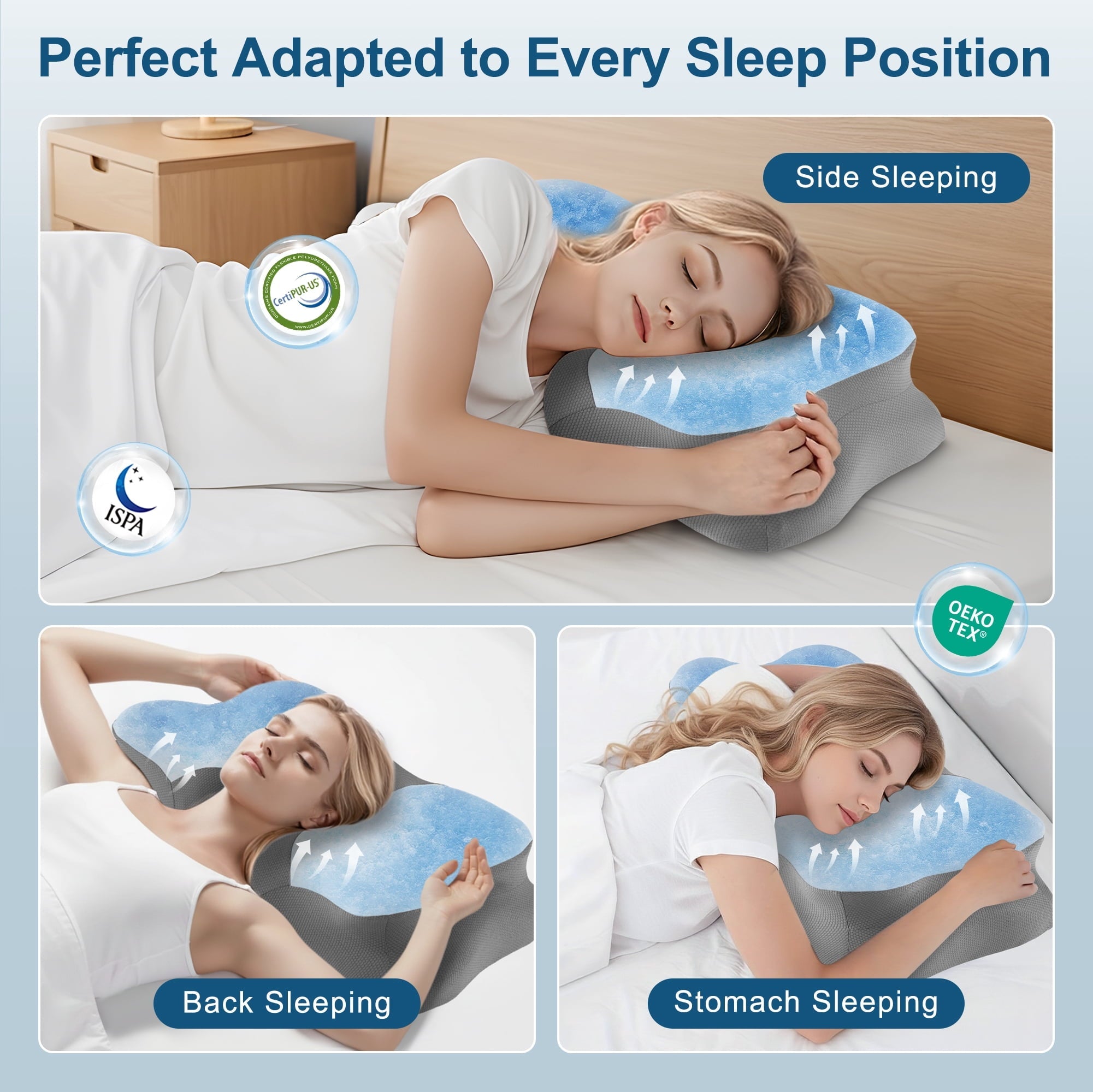 Hotel Collection Memory Foam Cervical Pillow for Sleeping Support - Orthopedic Bed Pillow for Neck, Shoulder Pain Relief, Adults, Side... - Orthopedic Shredded Foam Bed Pillow Set Detail