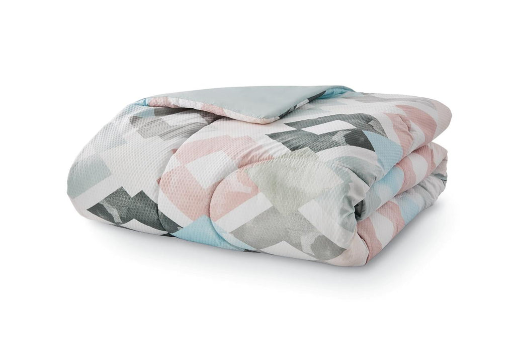 Fluffy Down Alternative Reversible Marble Diamond 8-Piece Bed in a Bag Bedding Set, Twin/Twin XL - Luxurious Quilted Duvet Cover Set Detail