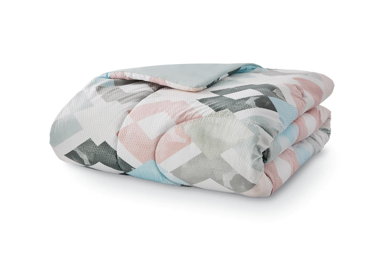 Fluffy Down Alternative Reversible Marble Diamond 8-Piece Bed in a Bag Bedding Set, Twin/Twin XL - Luxurious Quilted Duvet Cover Set Detail