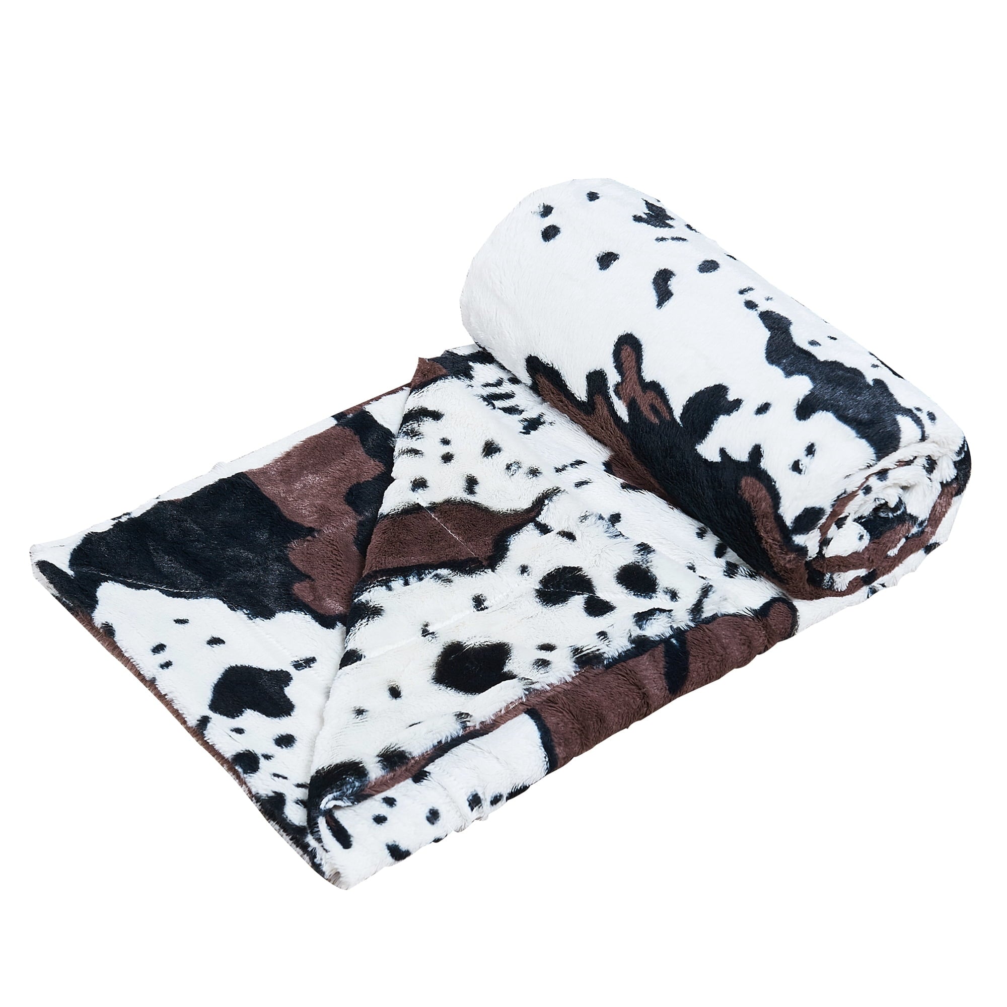 Lightweight Warm Cow Print Double Sided Faux Fur Throw Blanket, Soft Cozy Fuzzy Black and White Throw, 50x60 inches - Super Soft Reversible Sherpa Flannel Blanket Detail
