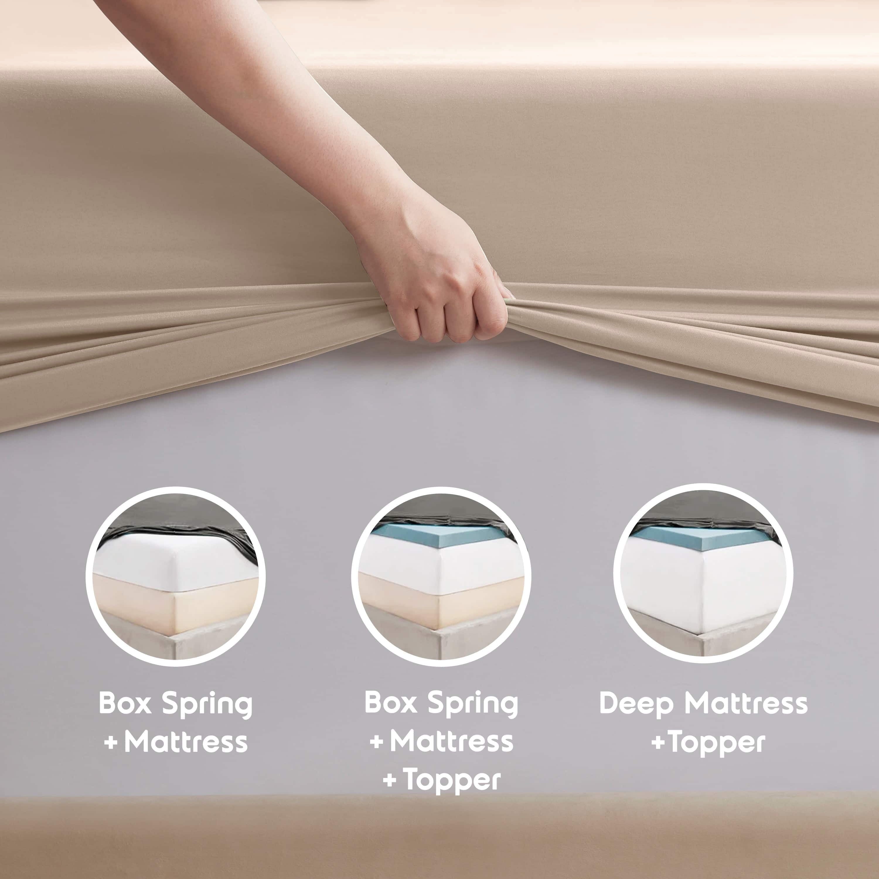 Breathable Luxury King Sheet Sets, 1800 Series Deep Pocket 4 Piece, Luxury Soft Microfiber Bed Sheet Sets, BEIGE CREAM - Premium Ultra-Soft Pillowcase Pair for Sleeping Detail