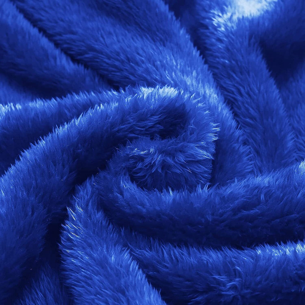 Decorative Knitted Plush Fuzzy Fleece Throw Blanket (40" x 50", Cobalt Blue)- Soft, Warm and Lightweight - Luxury Knitted Decorative Throw Blanket with Fringes Detail